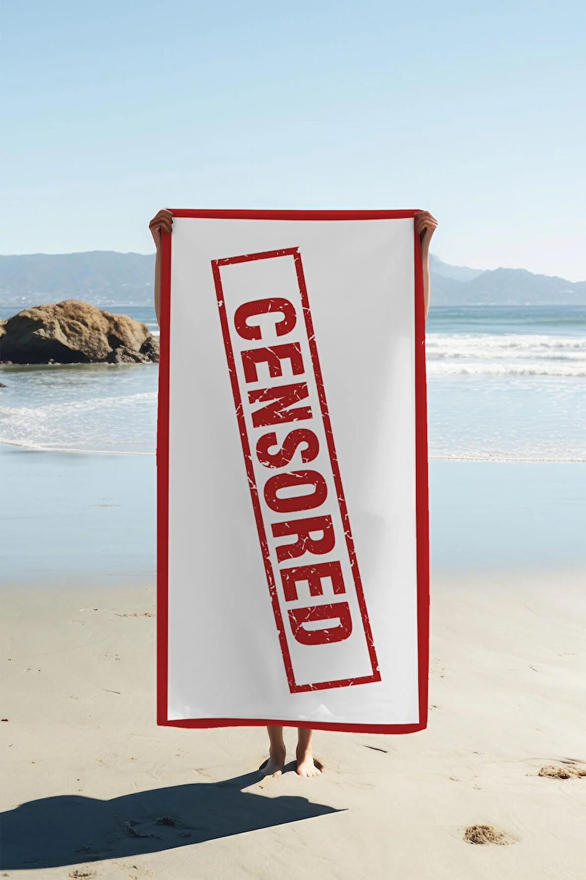 Dijital Baskı Plaj Deniz Havlusu Censored Desenli Peştamal HVL0012