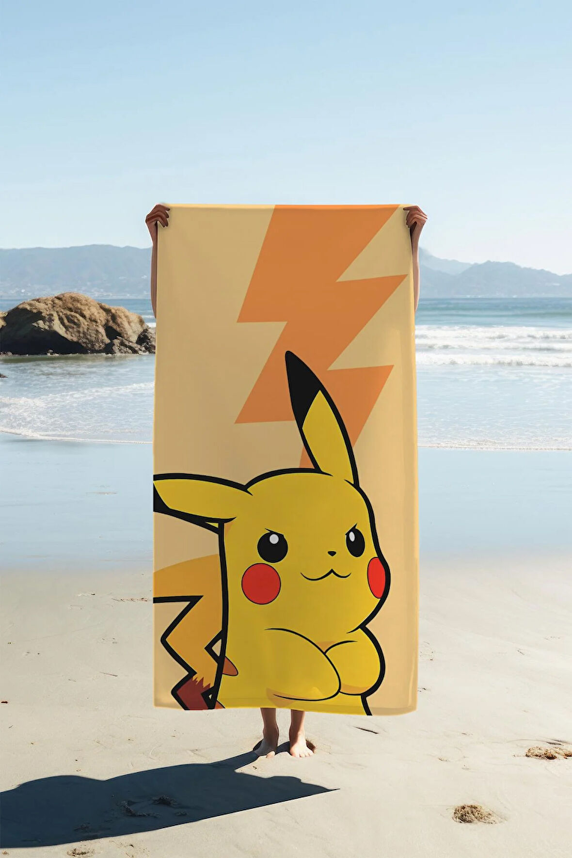 Dijital Baskı Plaj Deniz Havlusu Pikachu Desenli Peştamal HVL0013