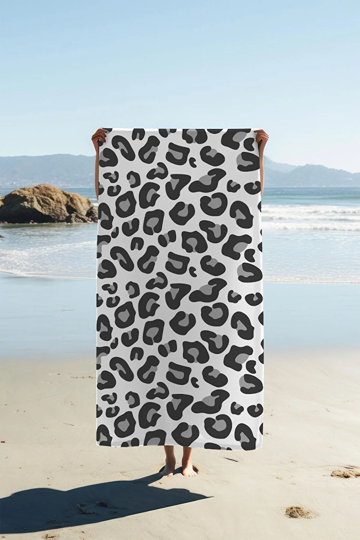 Dijital Baskı Plaj Deniz Havlusu Leoparlı Desen Peştamal HVL0017