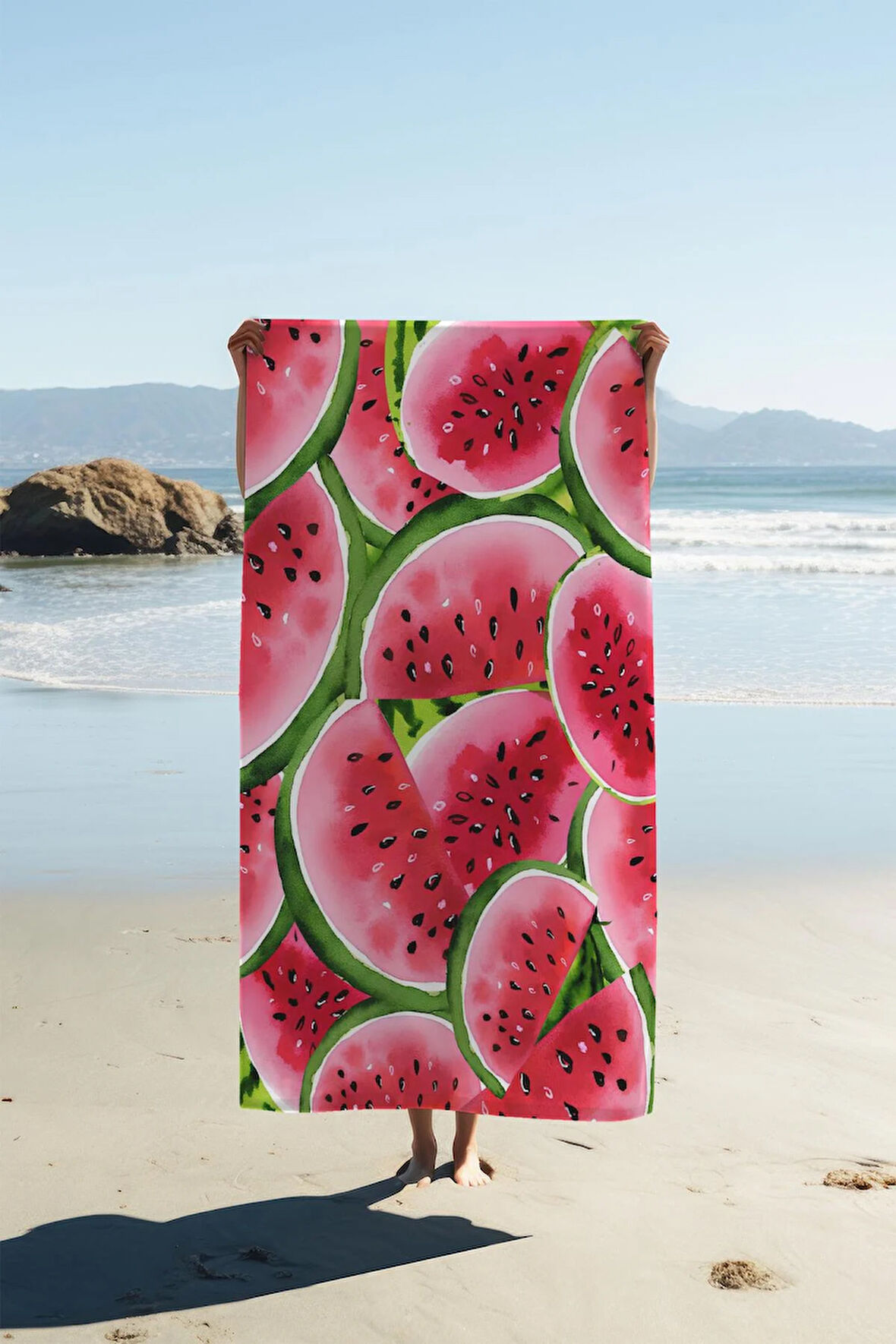 Dijital Baskı Plaj Deniz Havlusu Karpuz Desenli Peştamal HVL0020