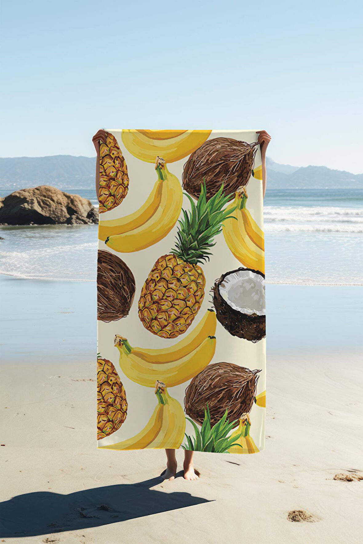 Dijital Baskı Plaj Deniz Havlusu Ananas Desenli Peştamal HVL0021