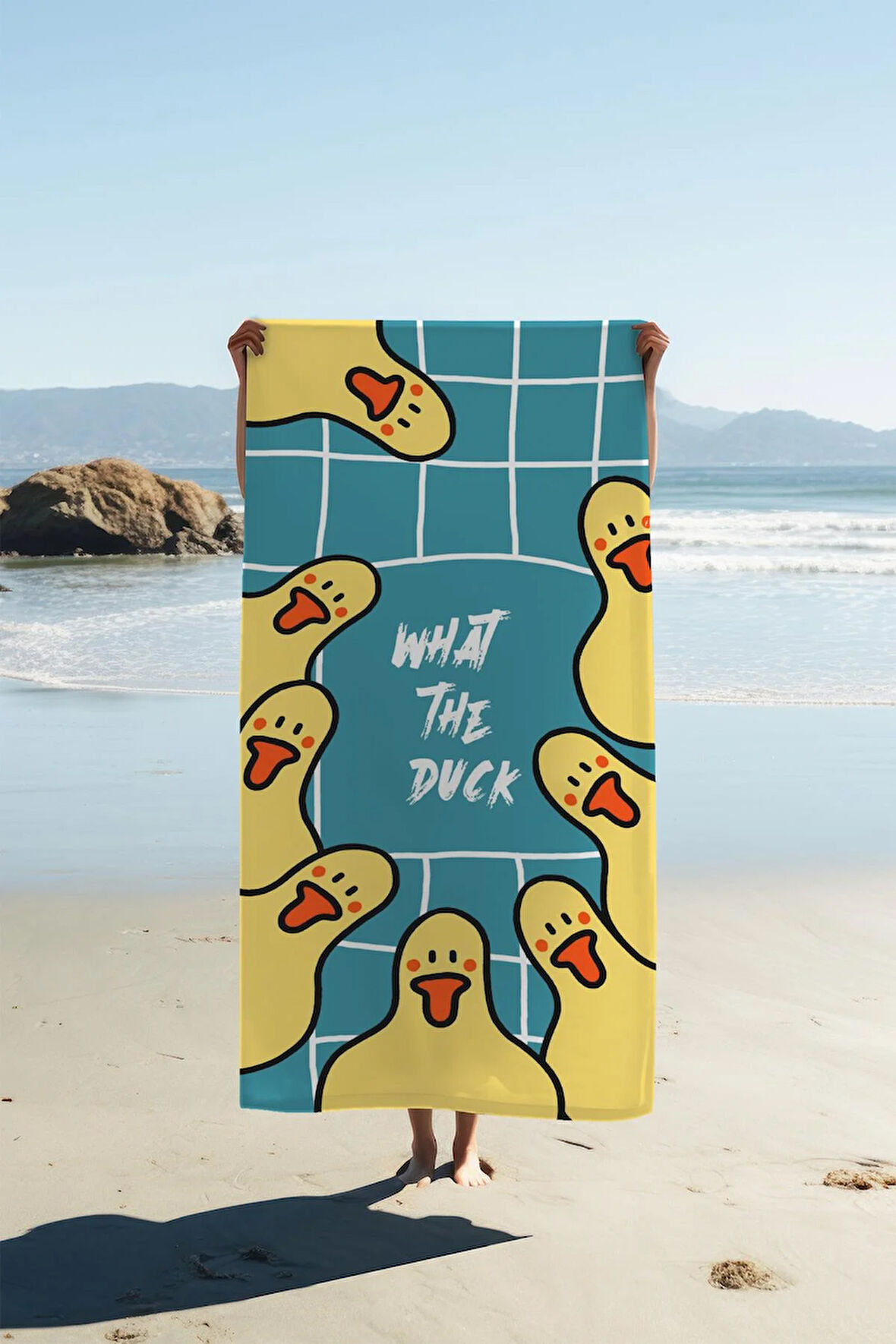 Dijital Baskı Plaj Deniz Havlusu Ördek Desenli Peştamal HVL0022