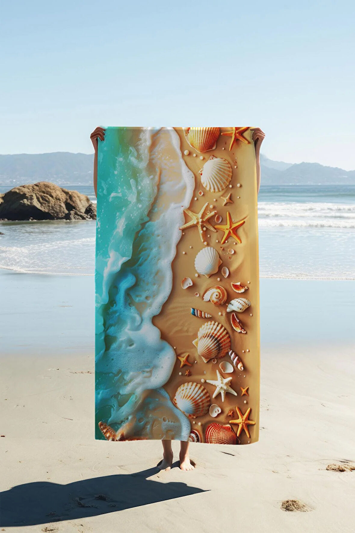 Dijital Baskı Plaj Deniz Havlusu Kumsal Desenli Peştamal HVL0030
