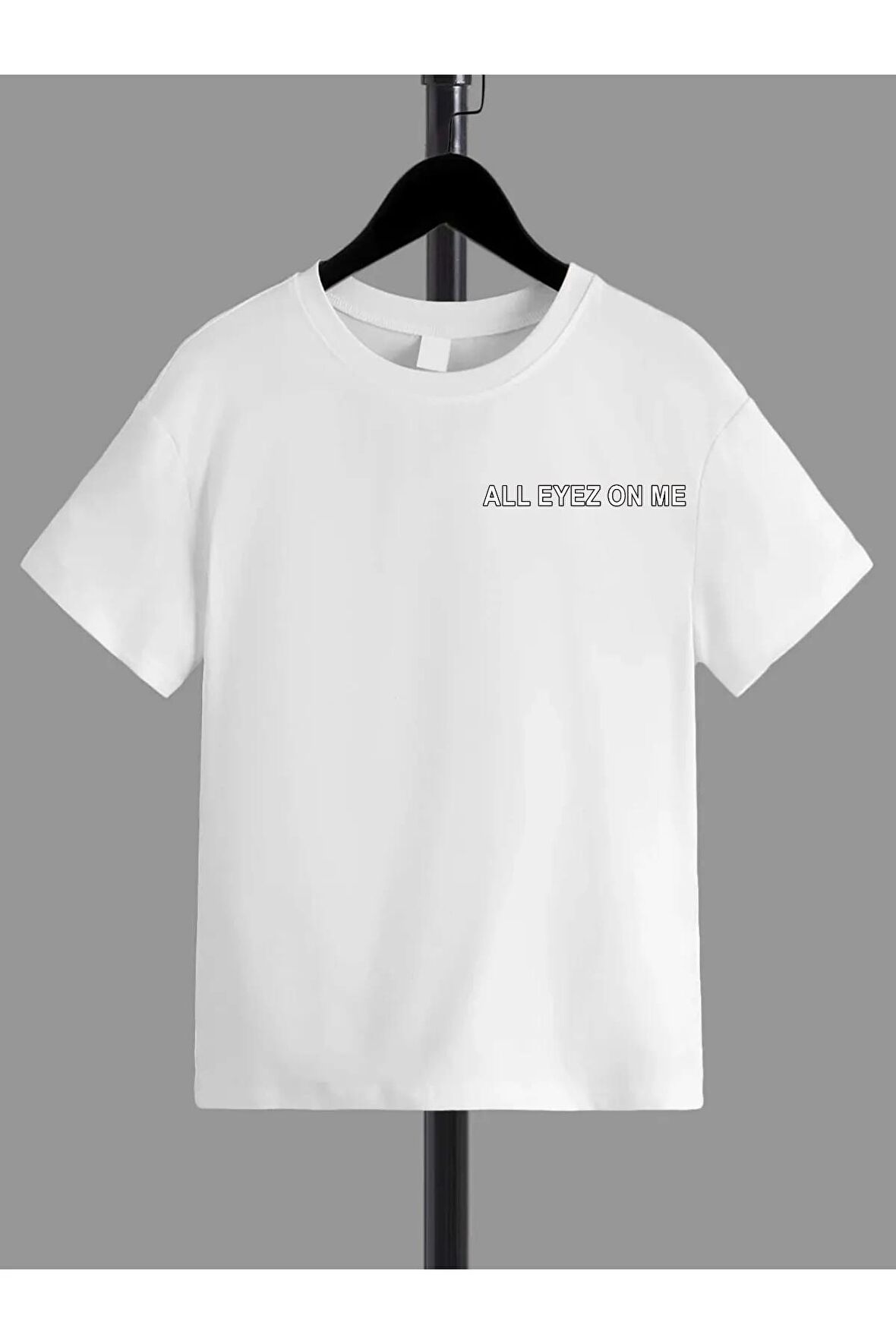 Ünisex Rahat Kalıp Pamuklu Baskılı Beyaz Çocuk T-shirt