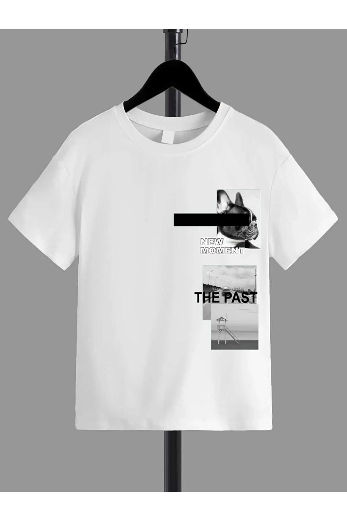 unisex Rahat Kalıp Pamuklu Baskılı Beyaz Çocuk T-shirt