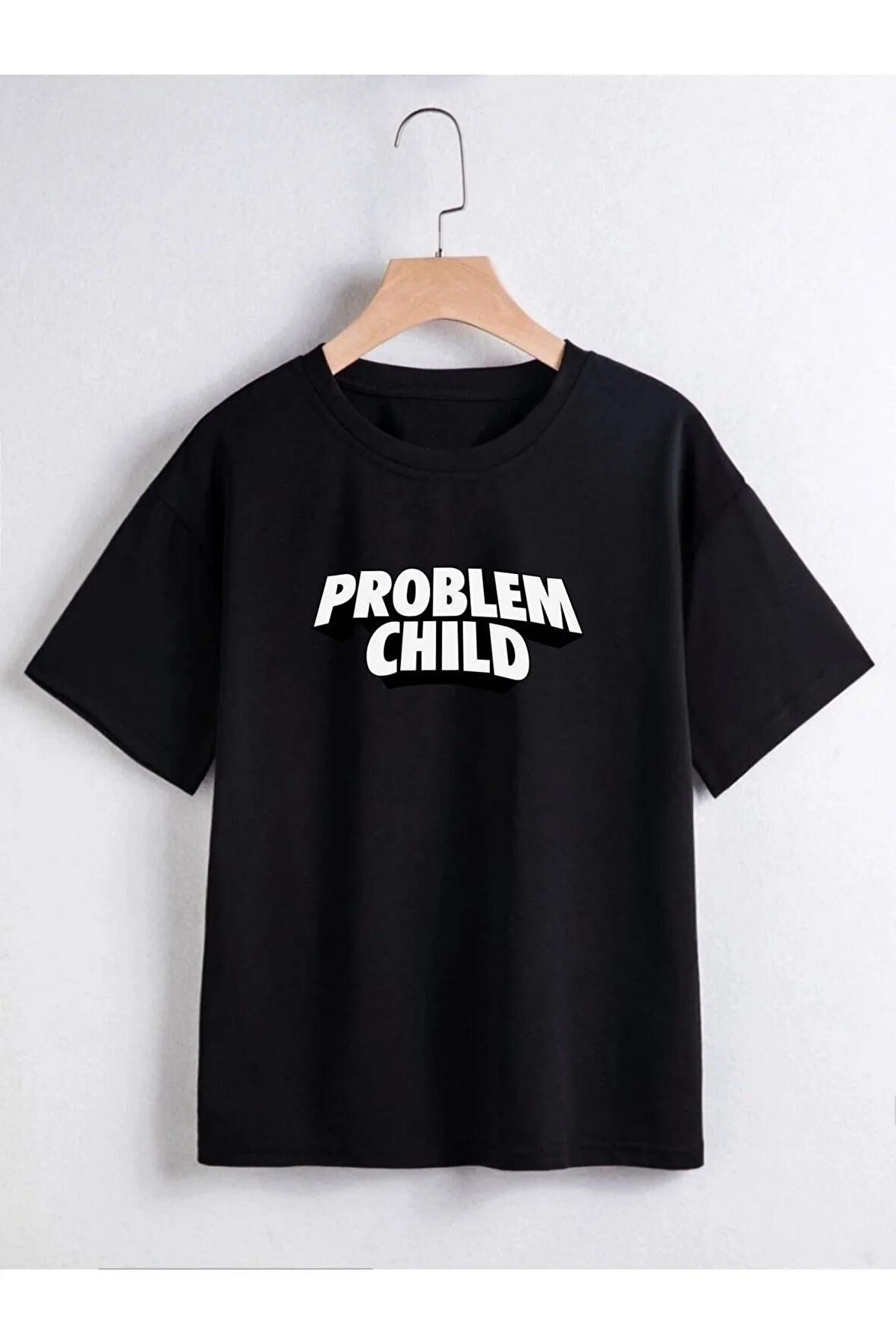 Rahat Kalıp Pamuklu PROBLEM CHILD Baskılı Çocuk T-shirt