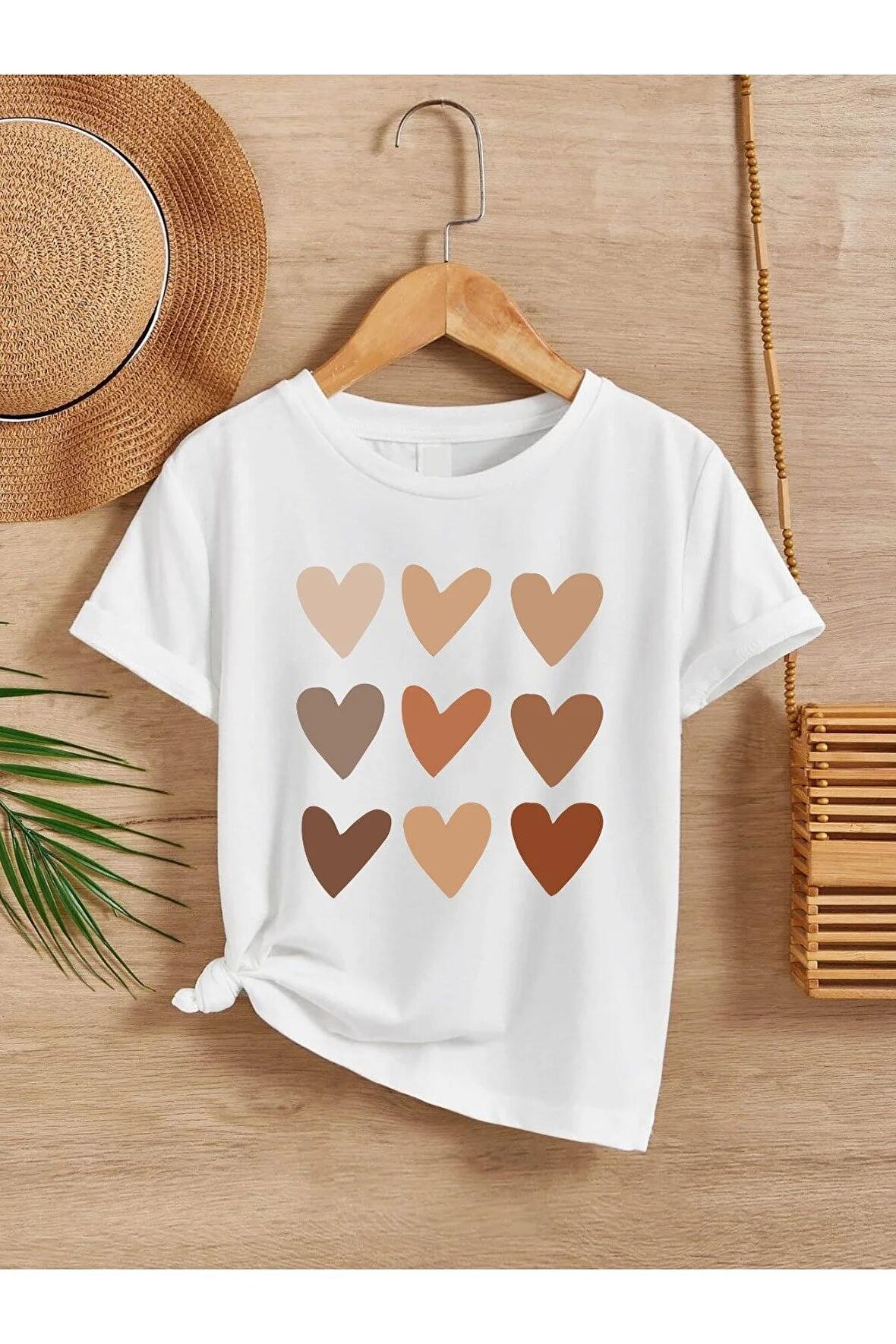 Ünisex Rahat Kalıp Pamuklu Baskılı Beyaz Çocuk T-shirt