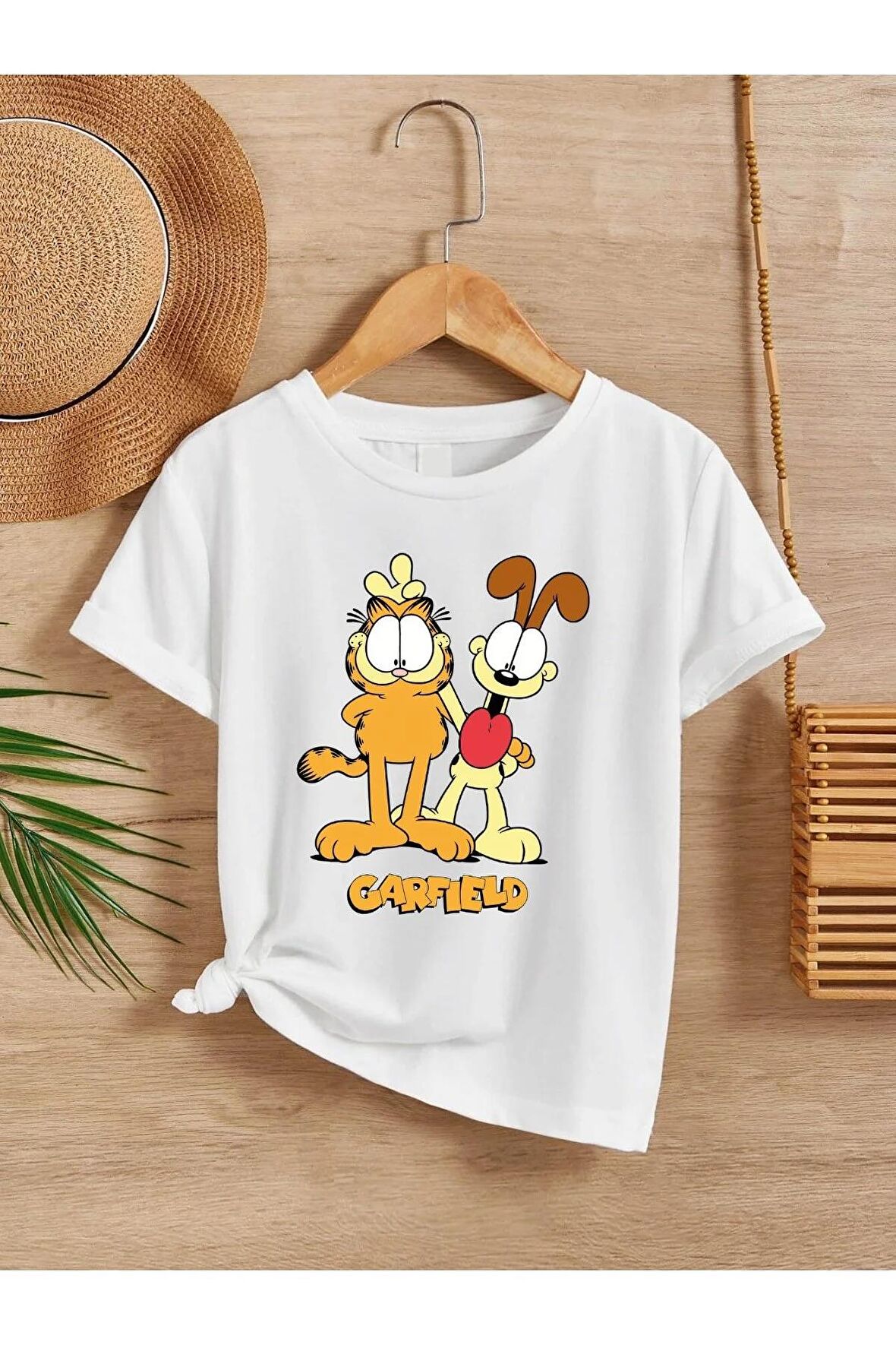 Ünisex Rahat Kalıp Pamuklu Baskılı Beyaz Çocuk T-shirt