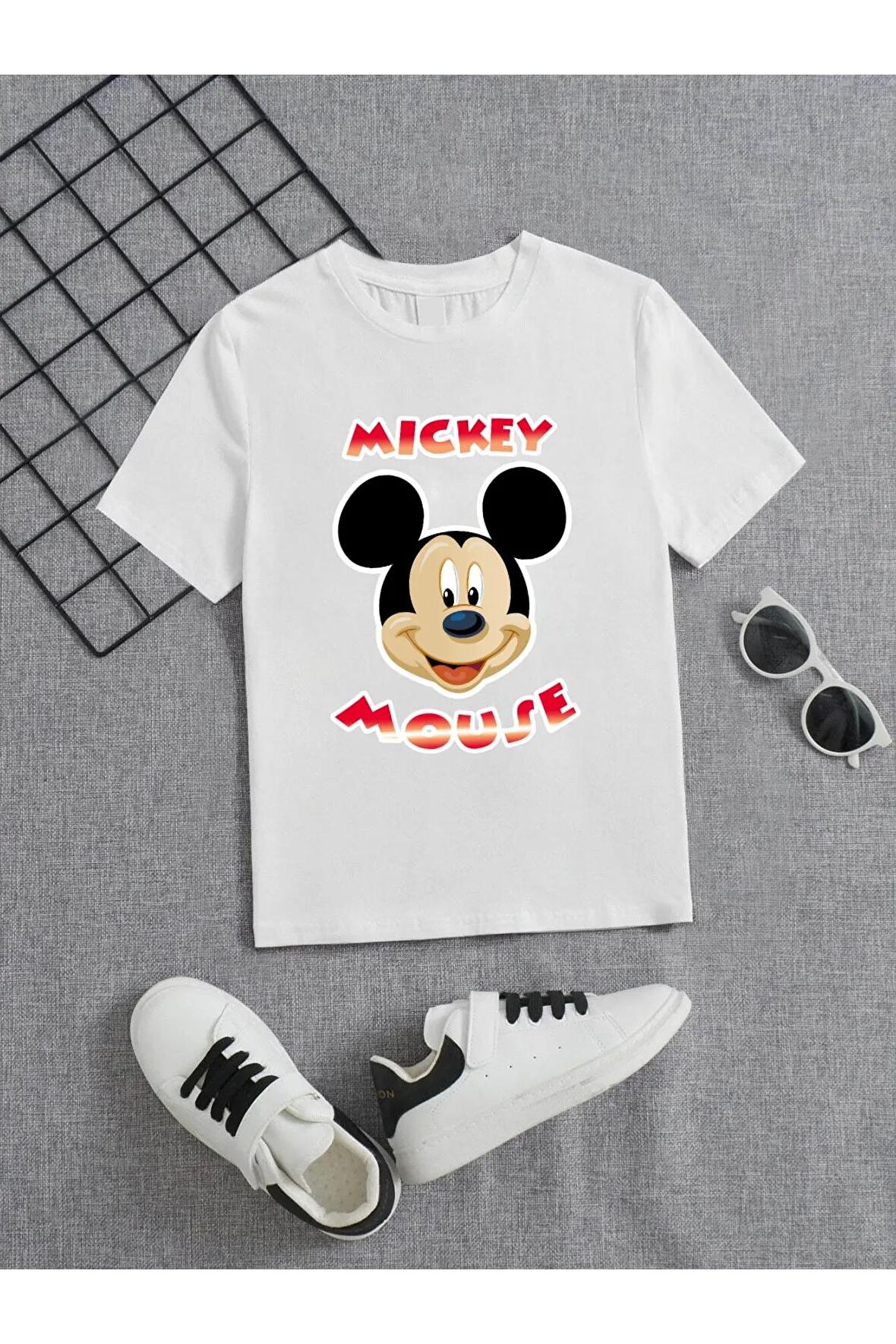 Ünisex Rahat Kalıp Pamuklu Baskılı Beyaz Çocuk T-shirt