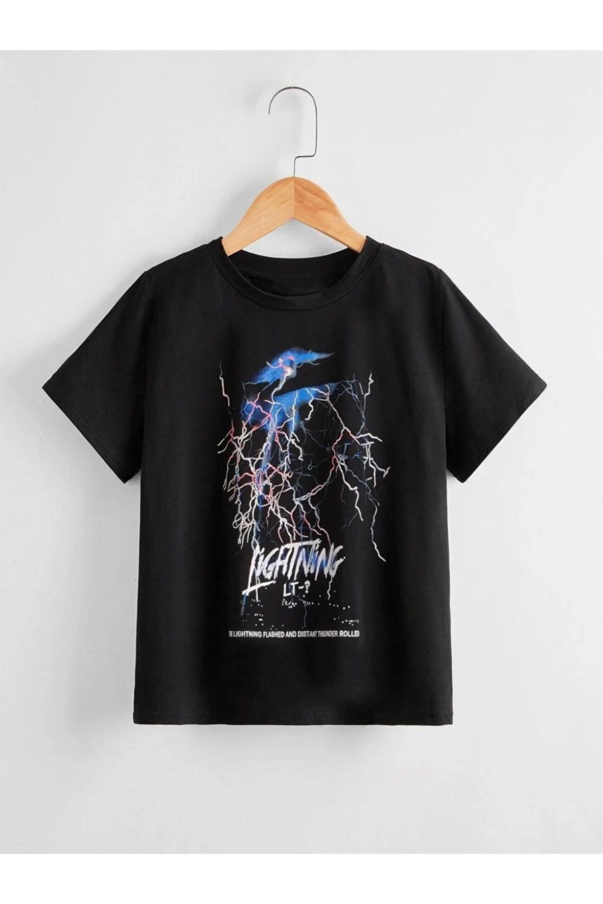 Unısex Rahat Kalıp Pamuklu YILDIRIM Baskılı Çocuk T-shirt