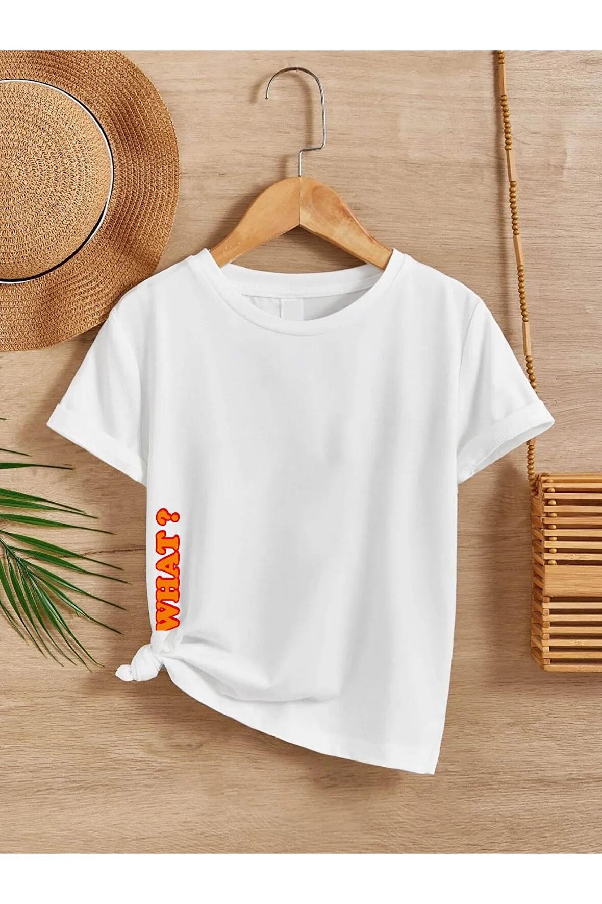 Ünisex Rahat Kalıp Pamuklu Baskılı Beyaz Çocuk T-shirt