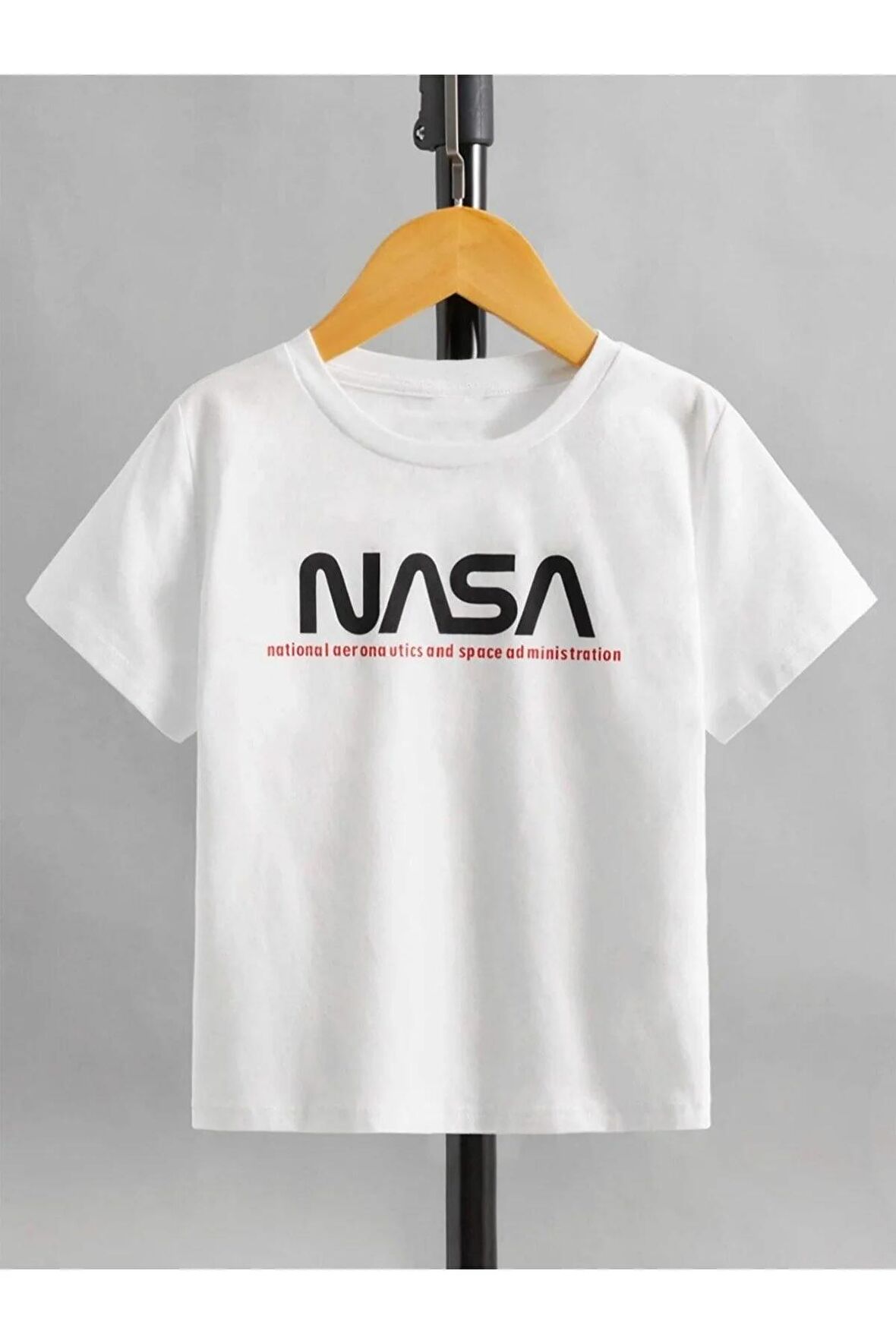 Unısex Rahat Kalıp Pamuklu Nasa Baskılı Çocuk T-shirt