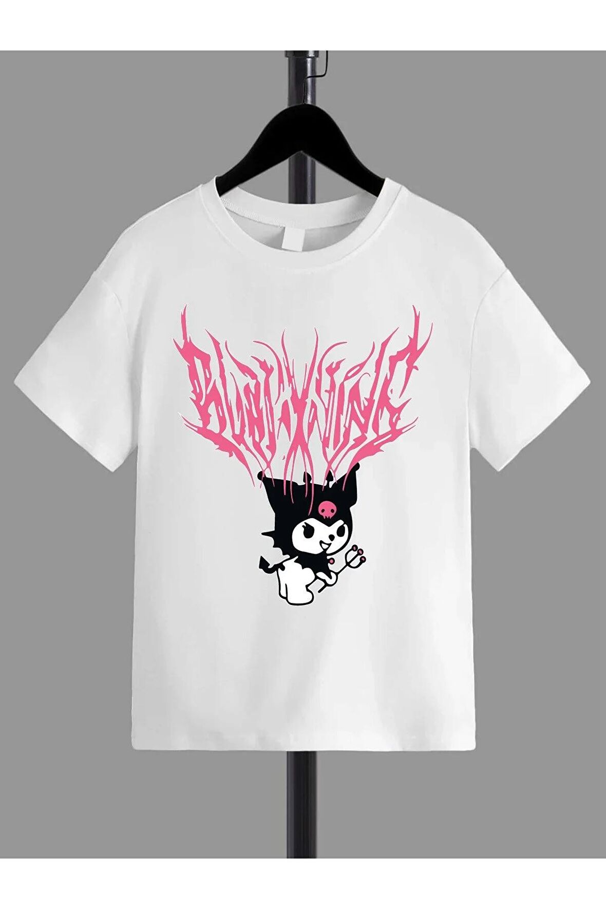 Ünisex Rahat Kalıp Pamuklu Baskılı Beyaz Çocuk T-shirt