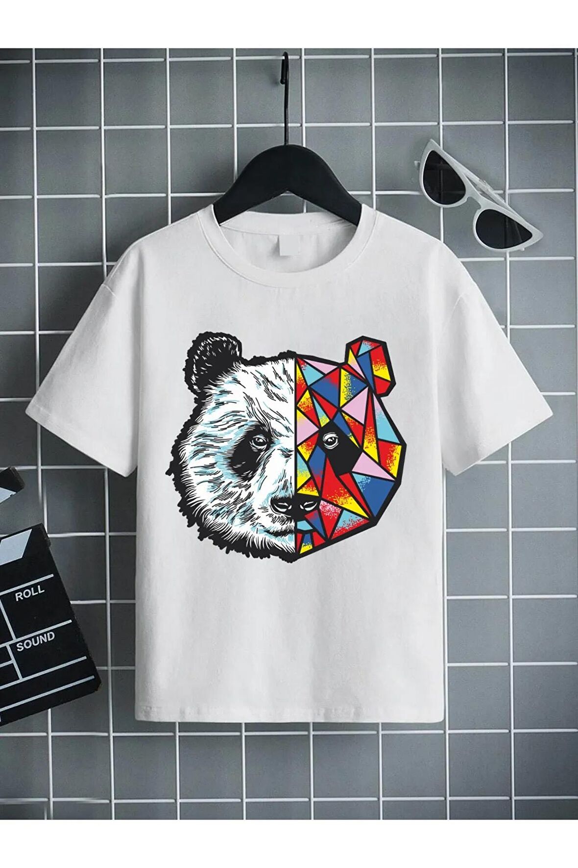 Ünisex Rahat Kalıp Pamuklu Baskılı Beyaz Çocuk T-shirt