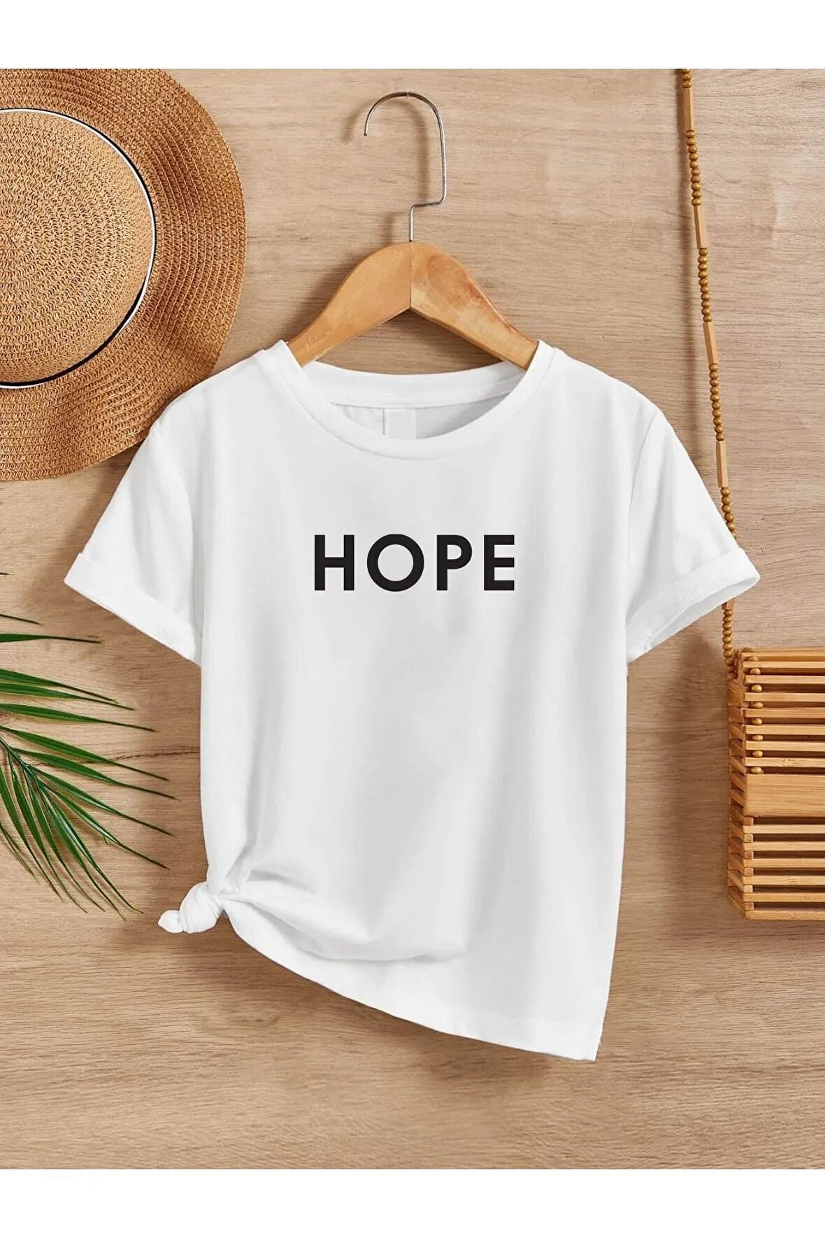 Ünisex Rahat Kalıp Pamuklu Baskılı Beyaz Çocuk T-shirt