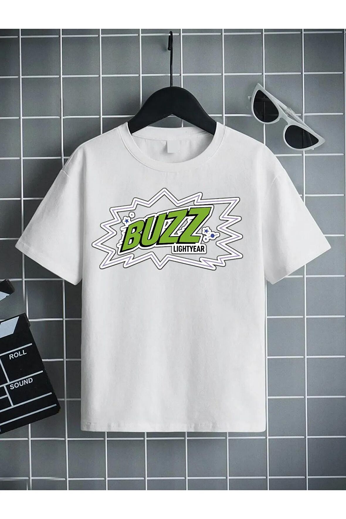 Ünisex Rahat Kalıp Pamuklu Baskılı Beyaz Çocuk T-shirt