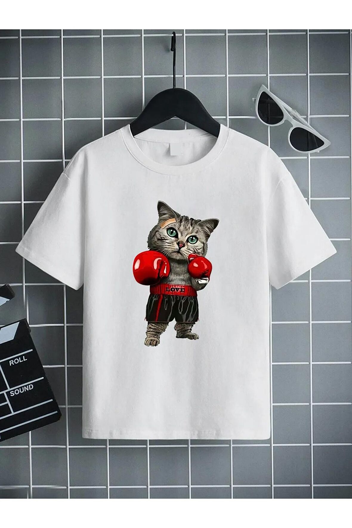 Ünisex Rahat Kalıp Pamuklu Baskılı Beyaz Çocuk T-shirt