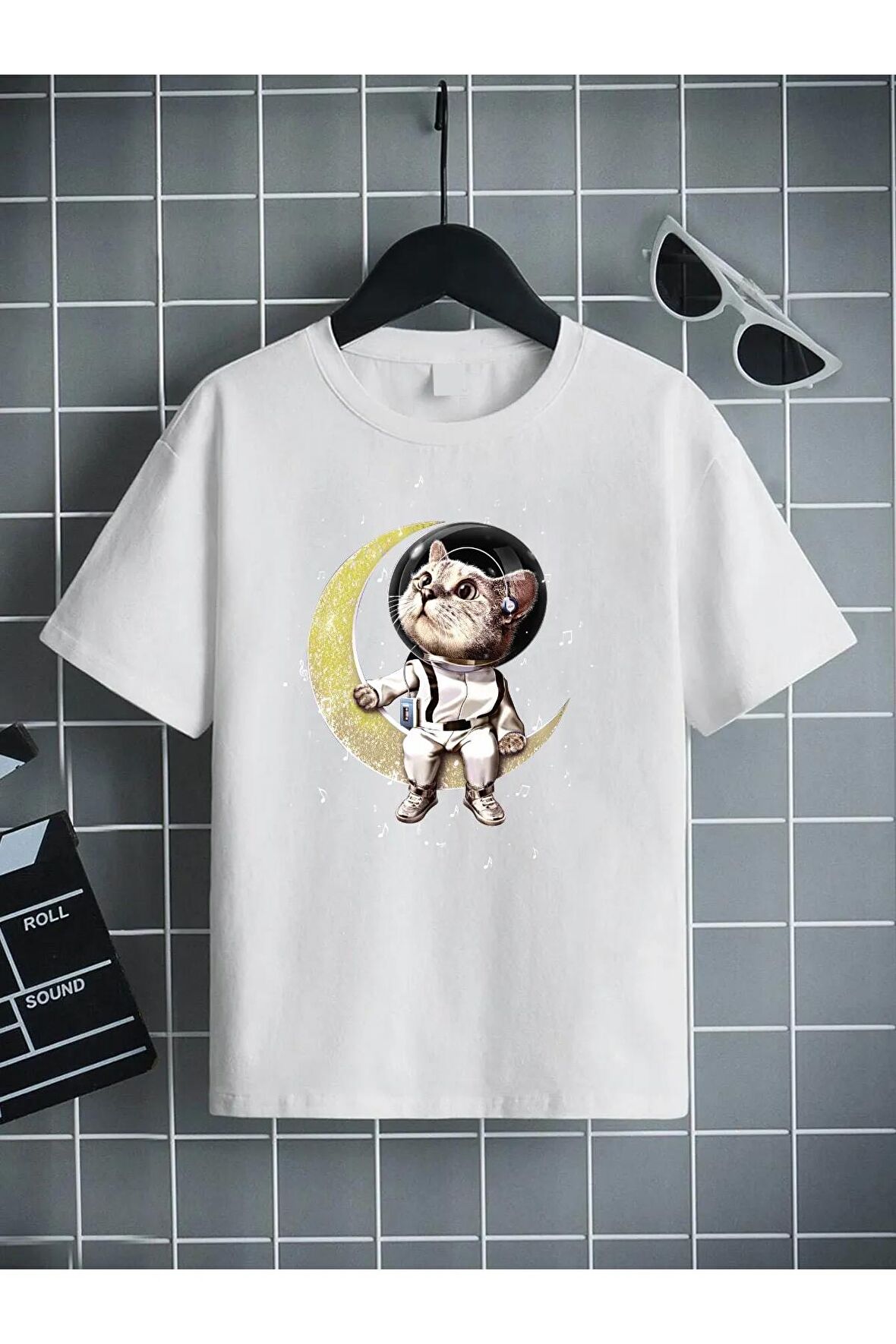 Ünisex Rahat Kalıp Pamuklu Baskılı Beyaz Çocuk T-shirt