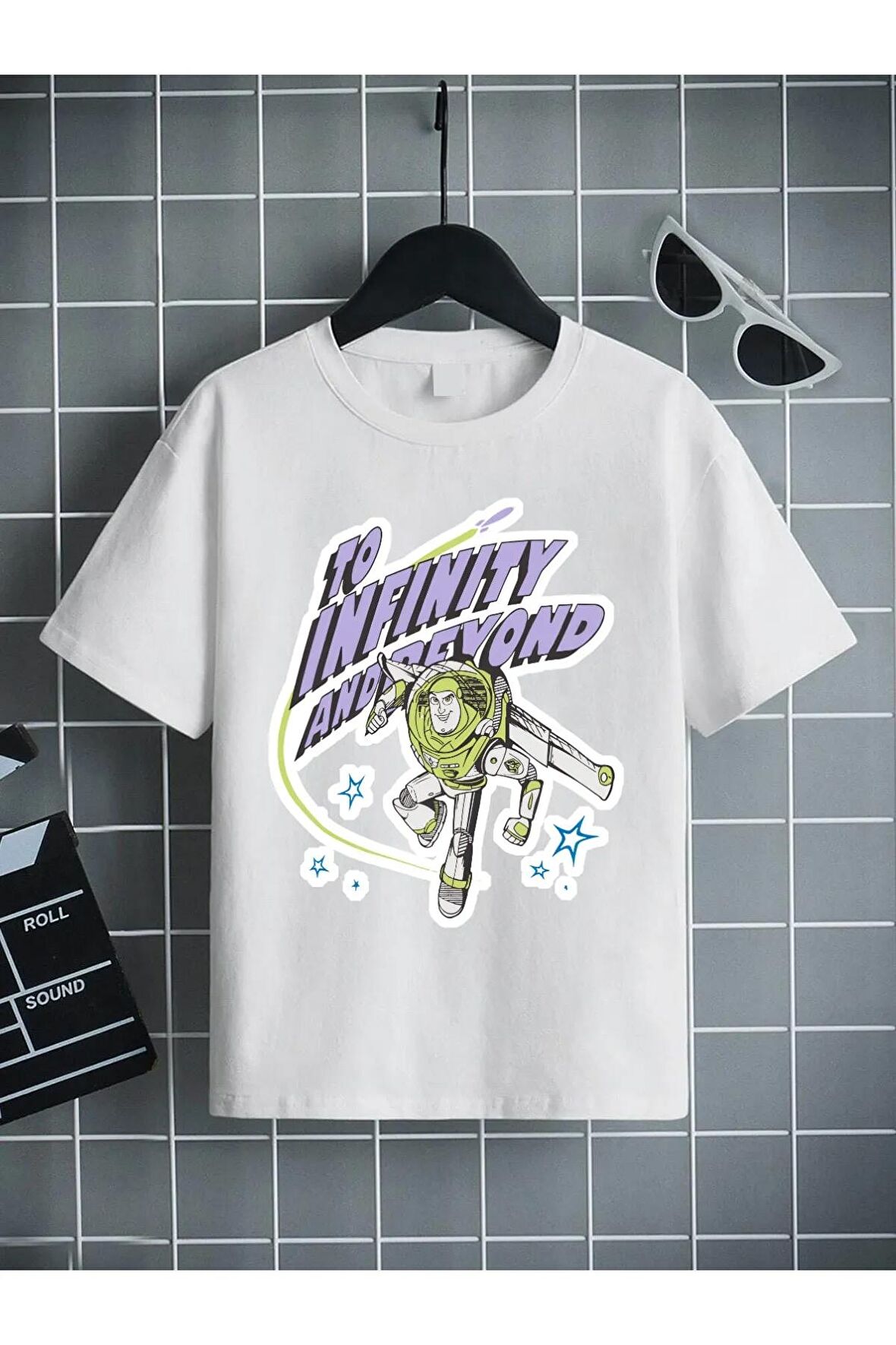 Ünisex Rahat Kalıp Pamuklu Baskılı Beyaz Çocuk T-shirt