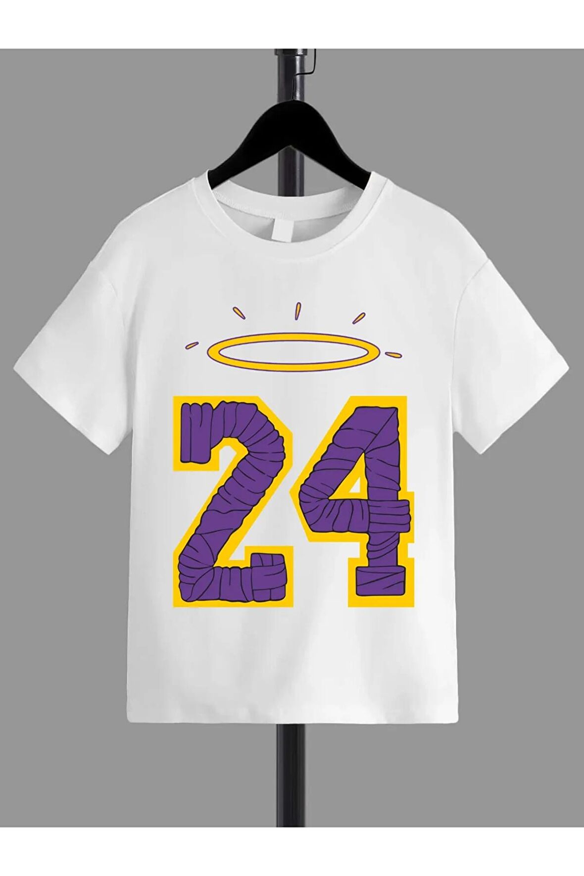 Ünisex Rahat Kalıp Pamuklu Baskılı Beyaz Çocuk T-shirt