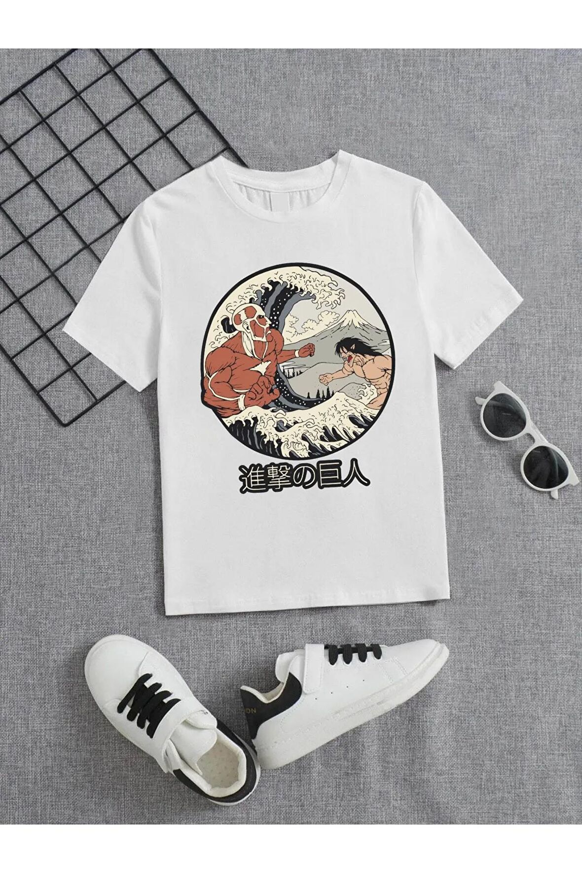 Ünisex Rahat Kalıp Pamuklu Baskılı Beyaz Çocuk T-shirt