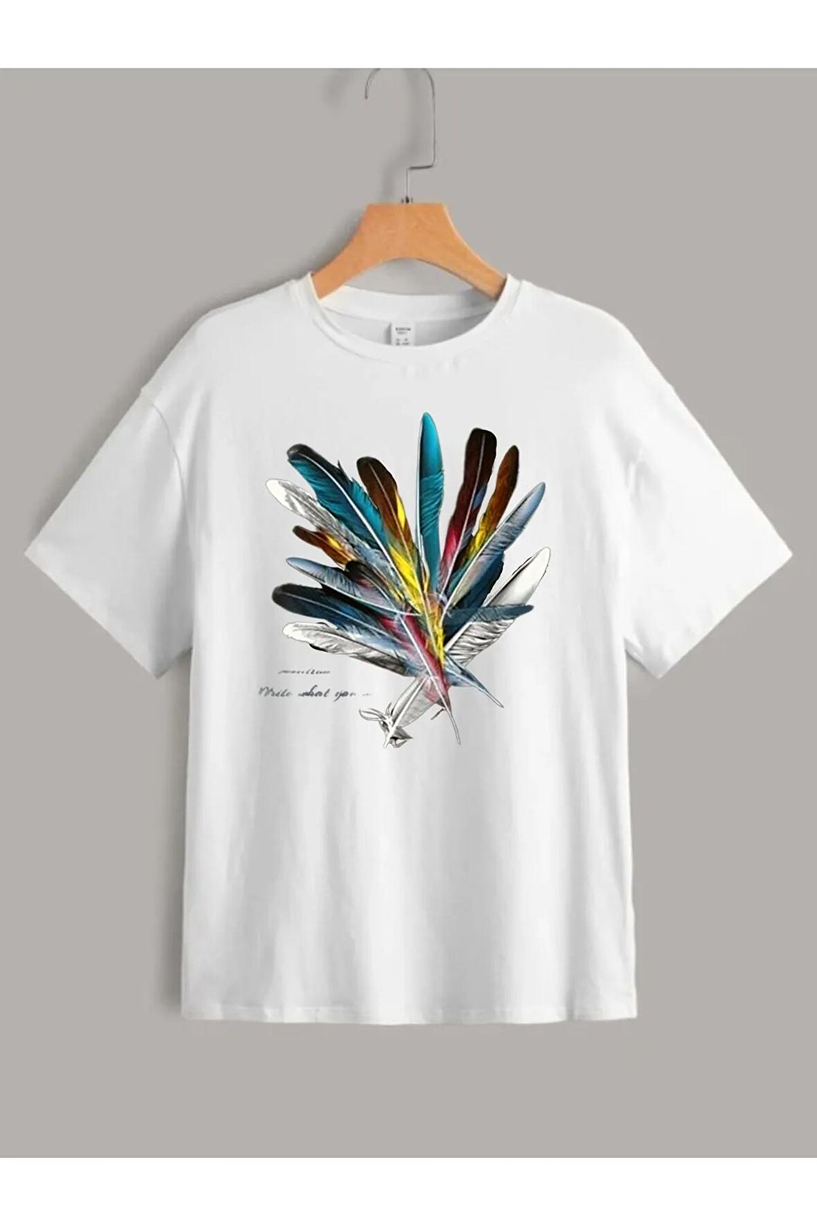 Çocuk Oversize Unisex Tüy Pamuklu Bisiklet Yaka Tişört