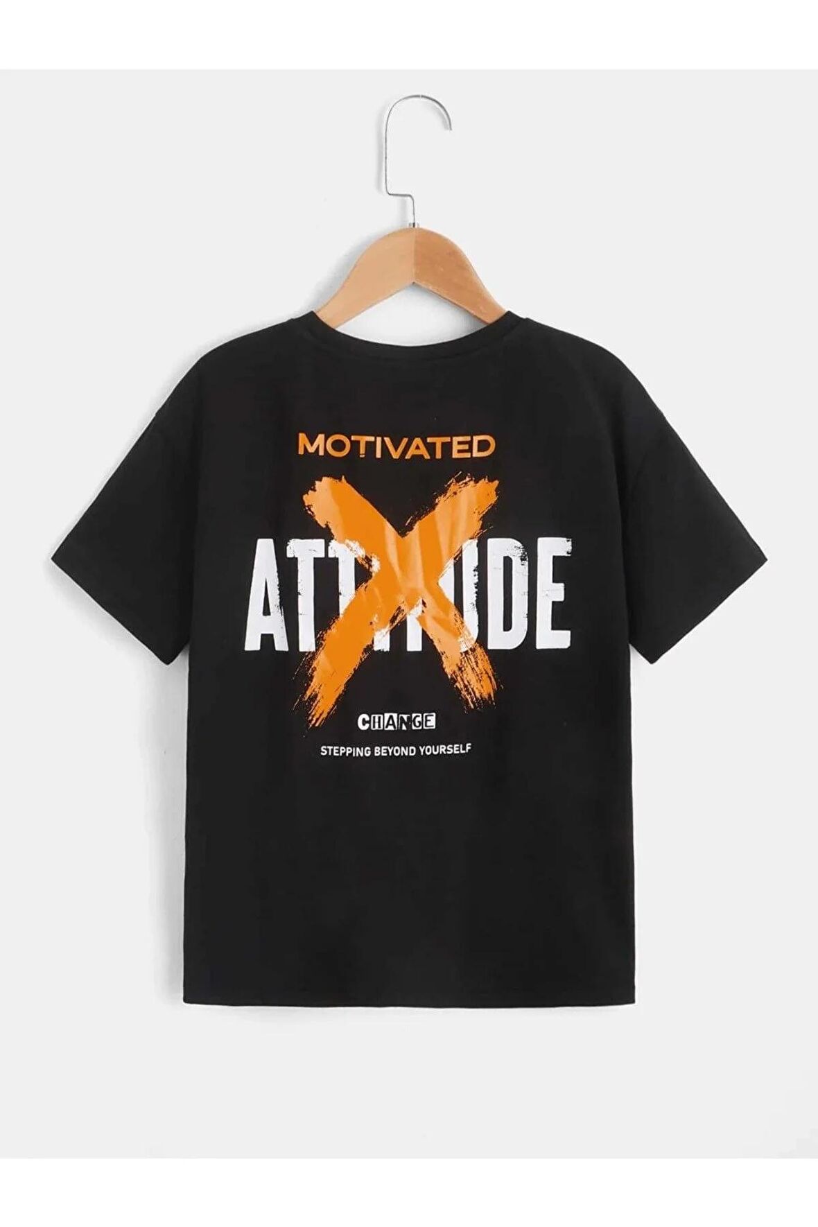 Unısex Rahat Kalıp Pamuklu Motıvated Baskılı Çocuk T-shirt