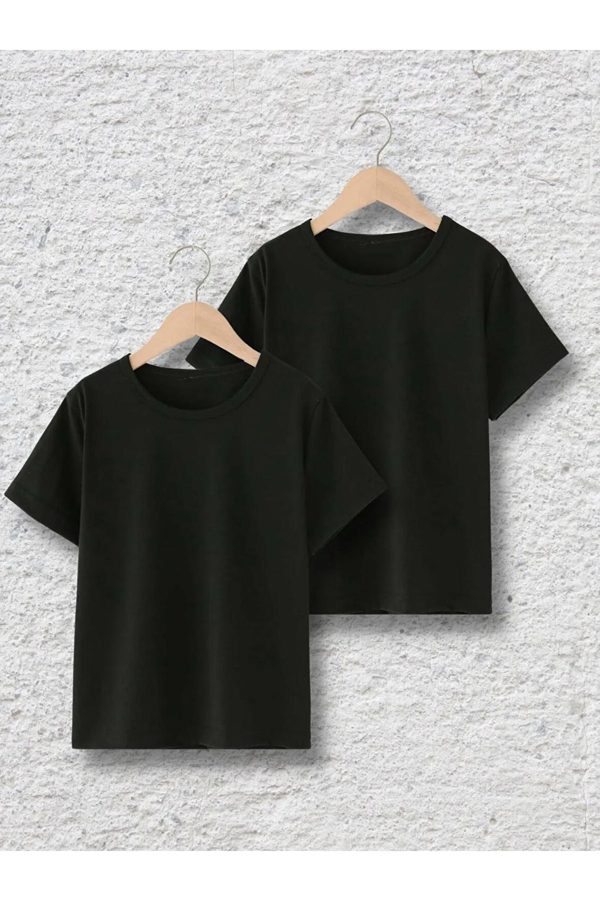 Kampanya Paket Çocuk Oversize Unisex Düz Basıc Pamuklu Bisiklet Yaka Tişört