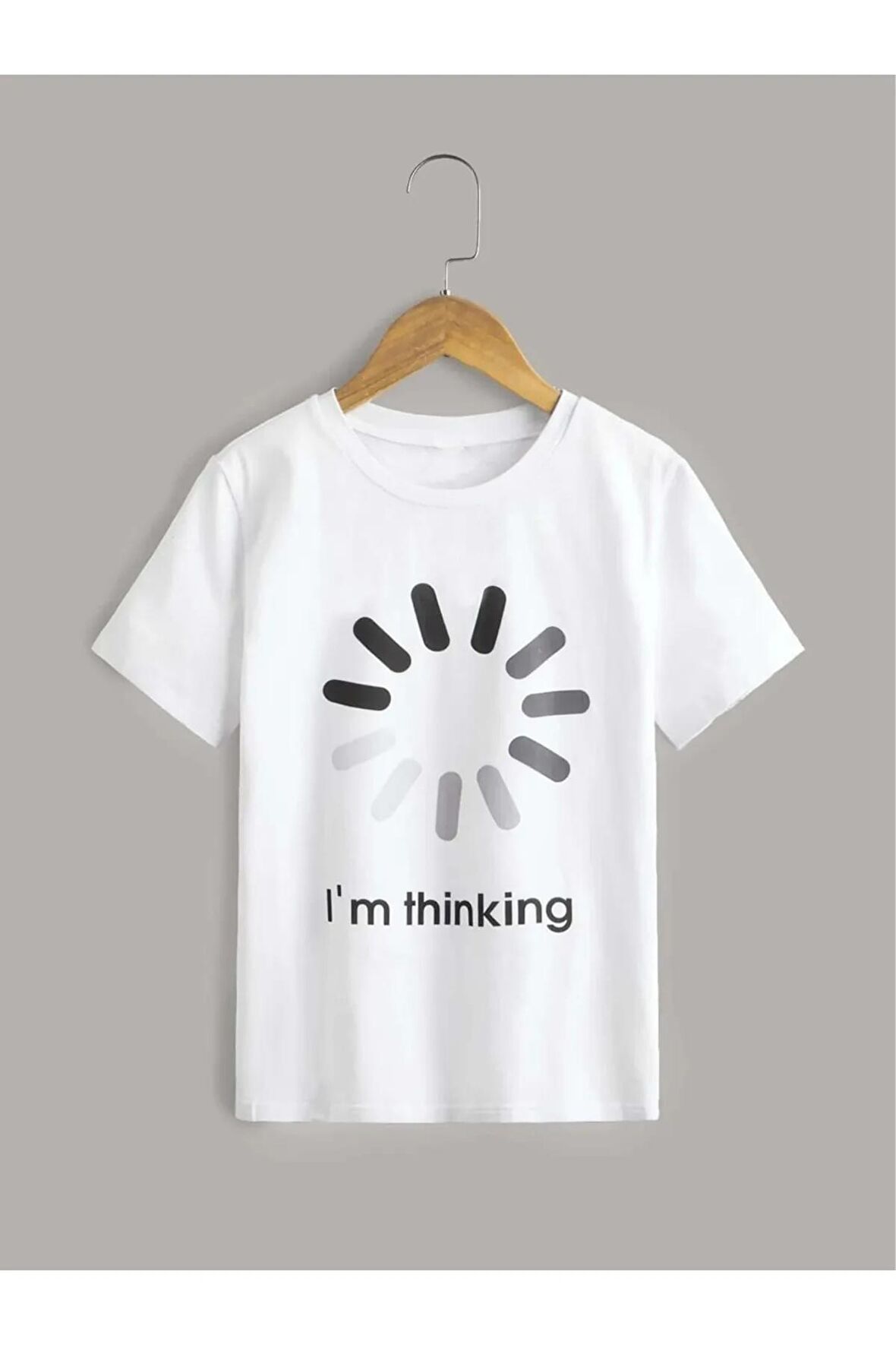 Unısex Rahat Kalıp Pamuklu THINGKING Baskılı Çocuk T-shirt
