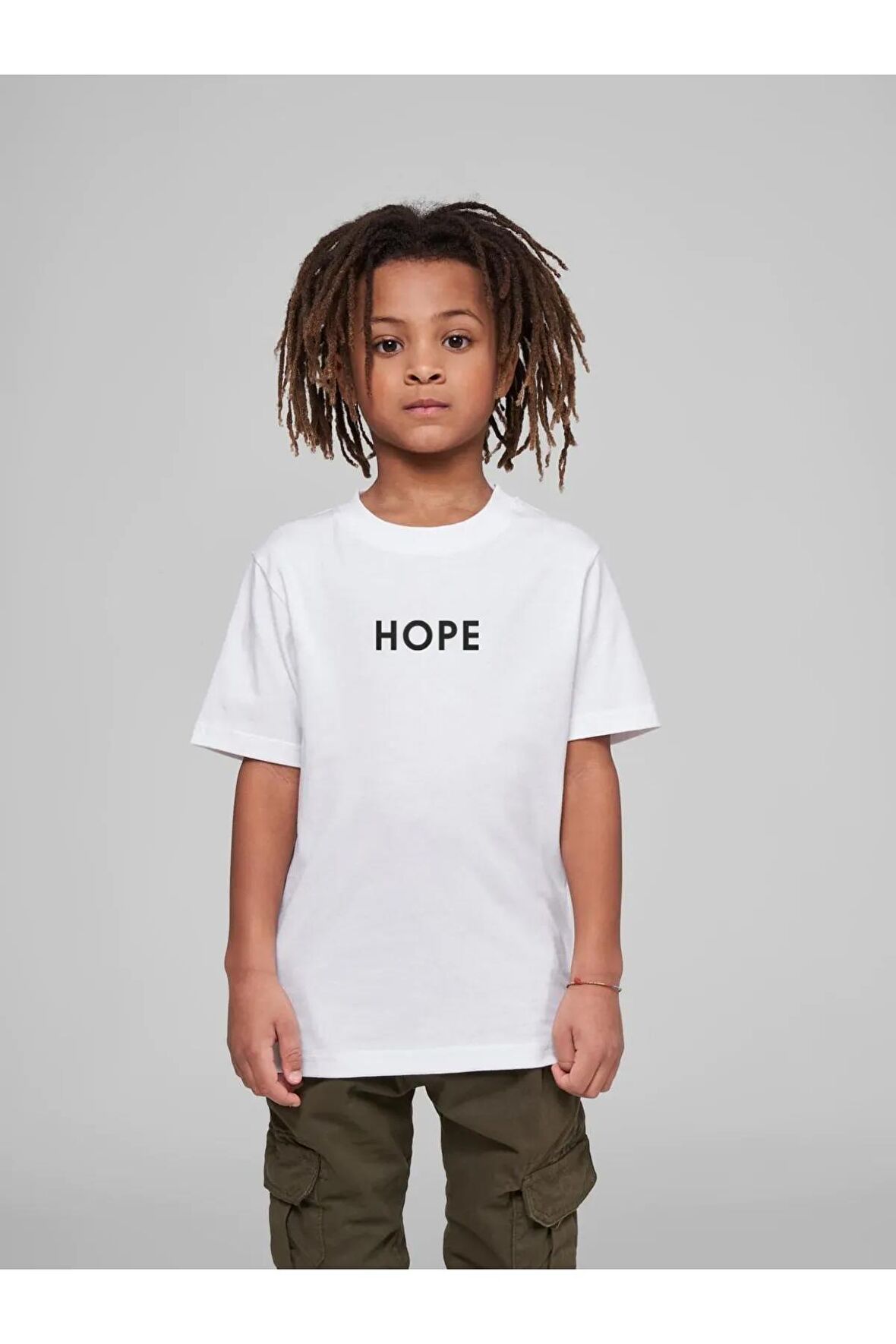 Çocuk Oversize Unisex Hope Pamuklu Bisiklet Yaka Tişört