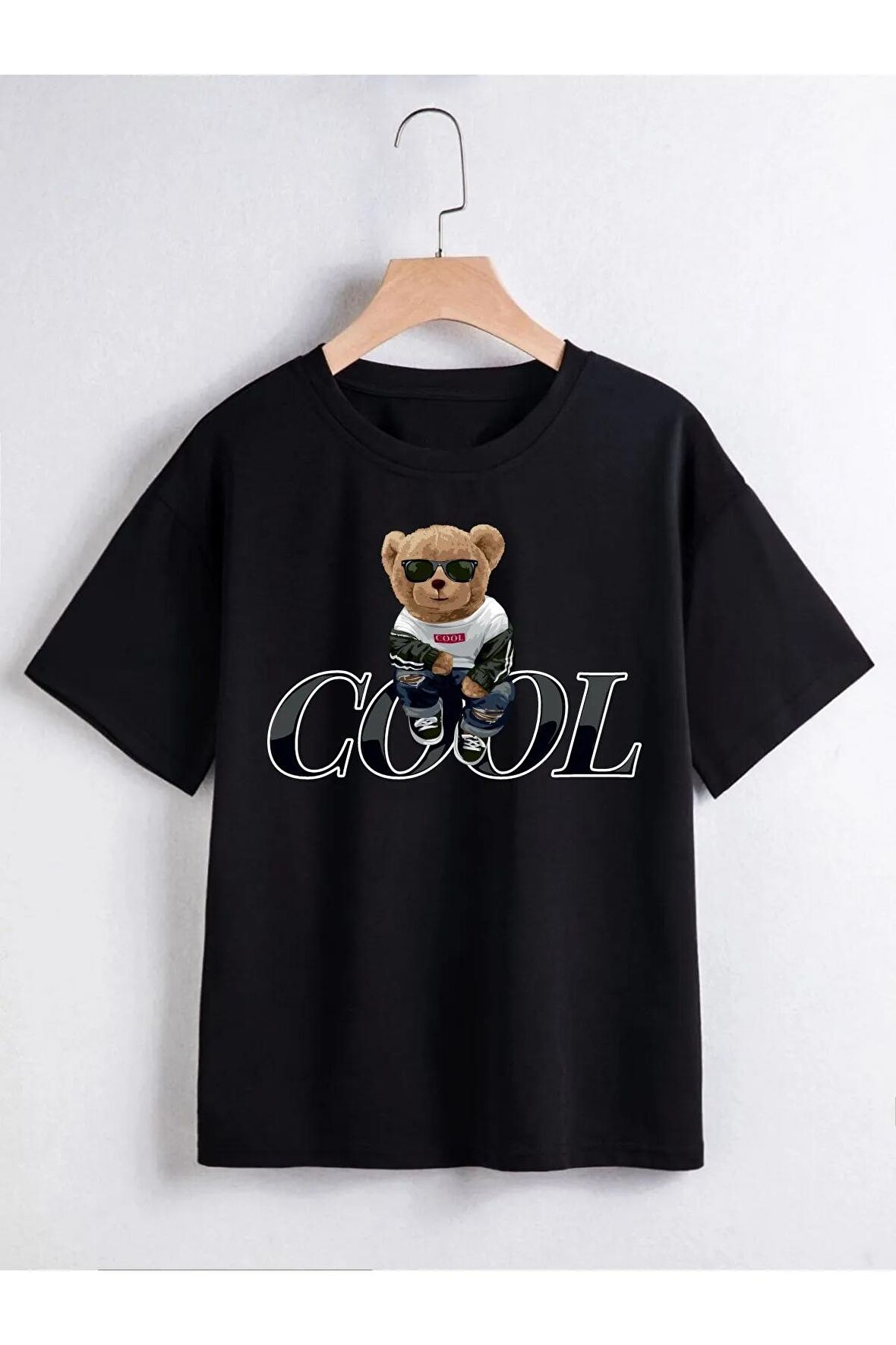 Unısex Rahat Kalıp Pamuklu Cool Ayıcık Baskılı Çocuk T-shirt