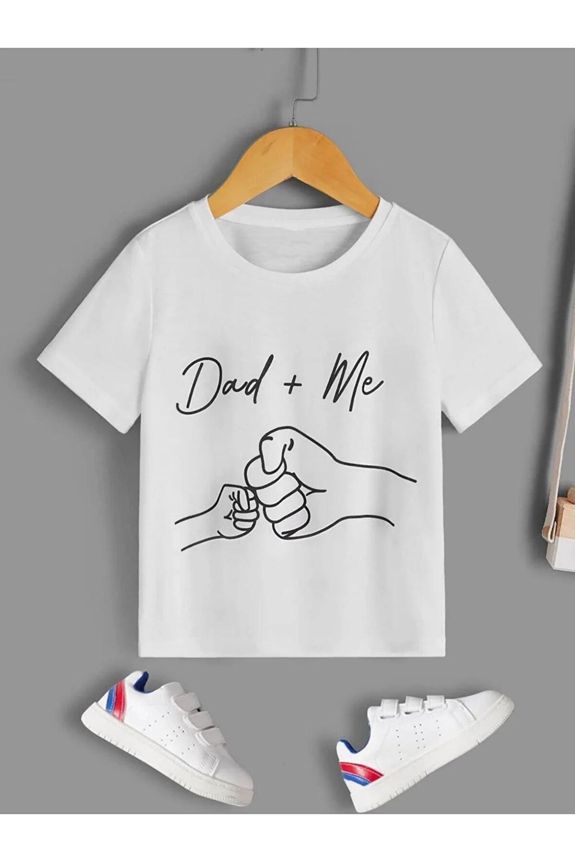 Unısex Rahat Kalıp Pamuklu DAD + ME Baskılı Çocuk T-shirt