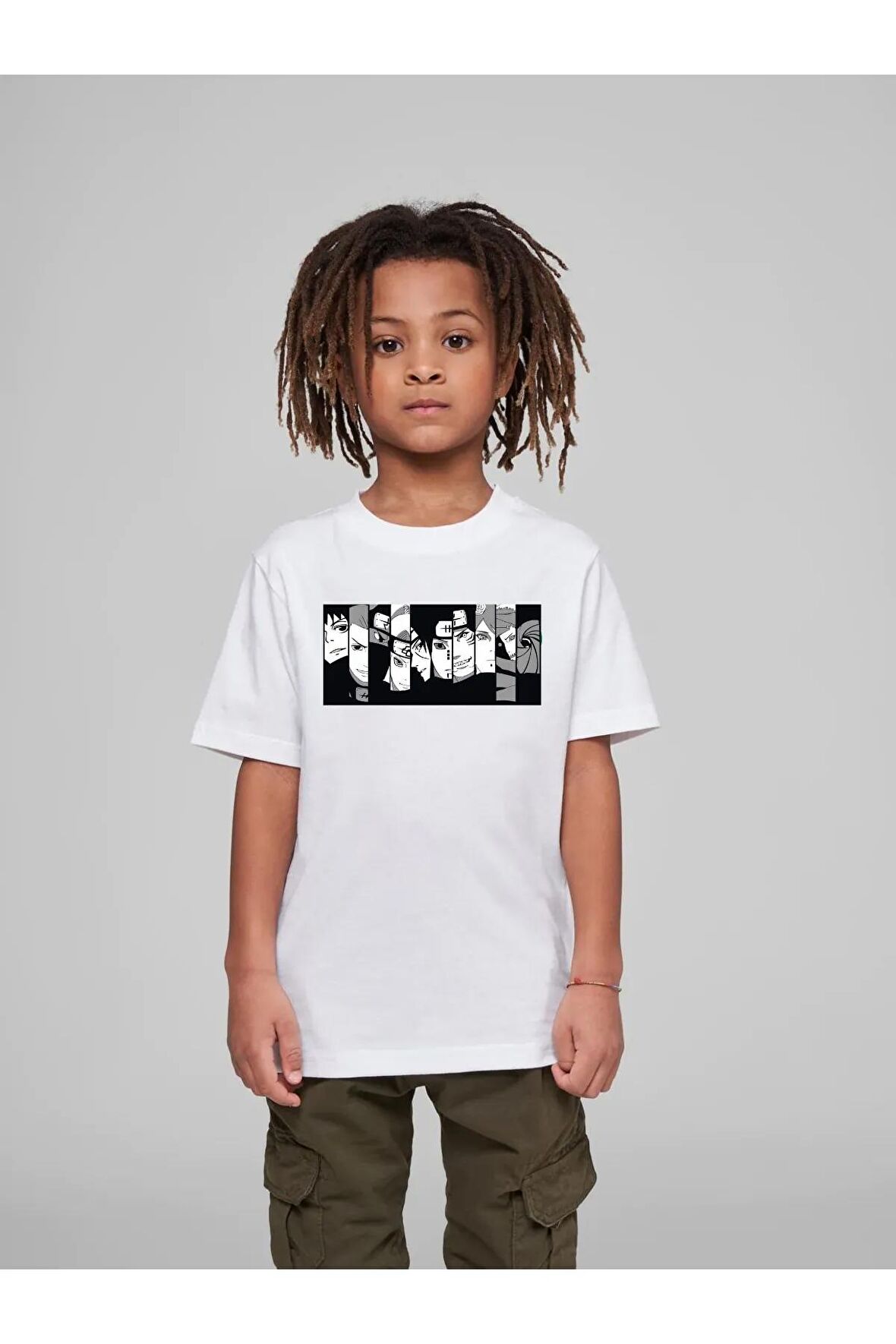 Çocuk Oversize Unisex Naruto Pamuklu Bisiklet Yaka Tişört