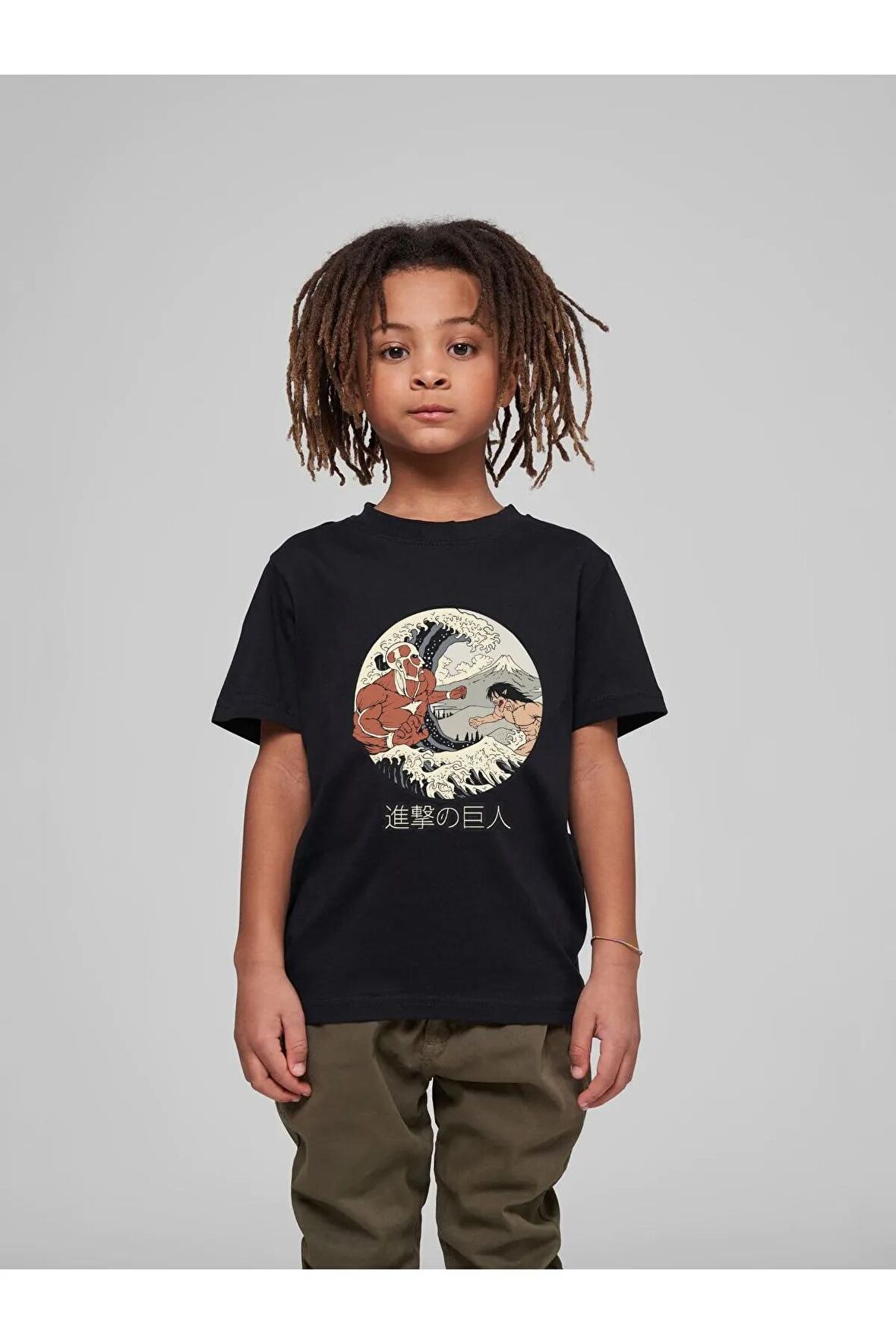 Çocuk Oversize Unisex Titan Pamuklu Bisiklet Yaka Tişört