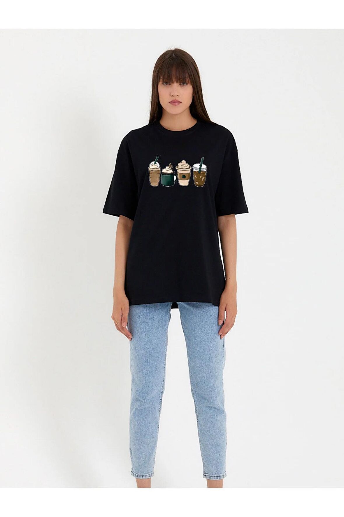 Unisex COFFE Baskılı Oversize Tshırt