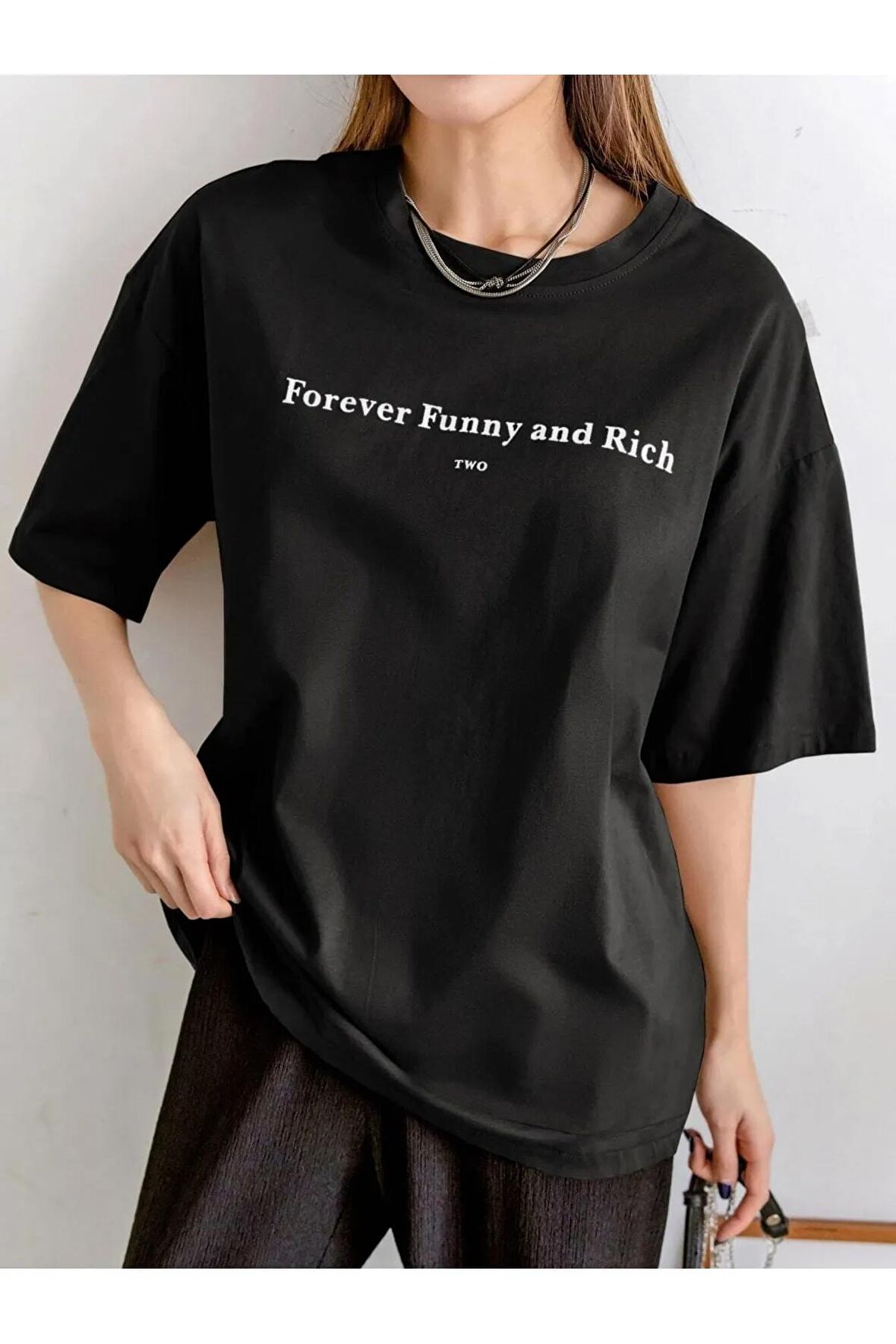 Unisex FOREVER Baskılı Oversize Tshırt