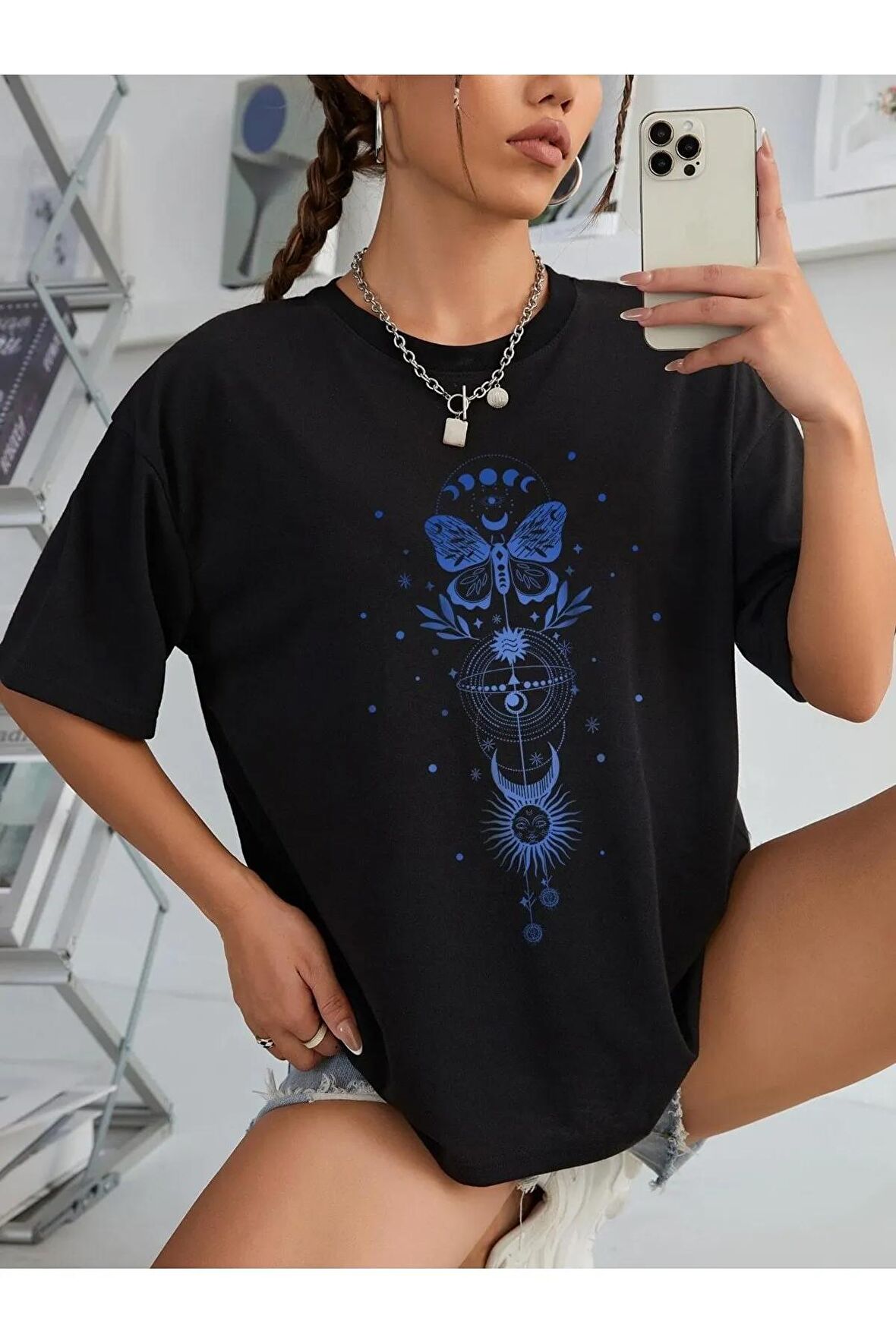 Unisex ÇİZİM KELEBEK Baskılı Oversize Tshırt