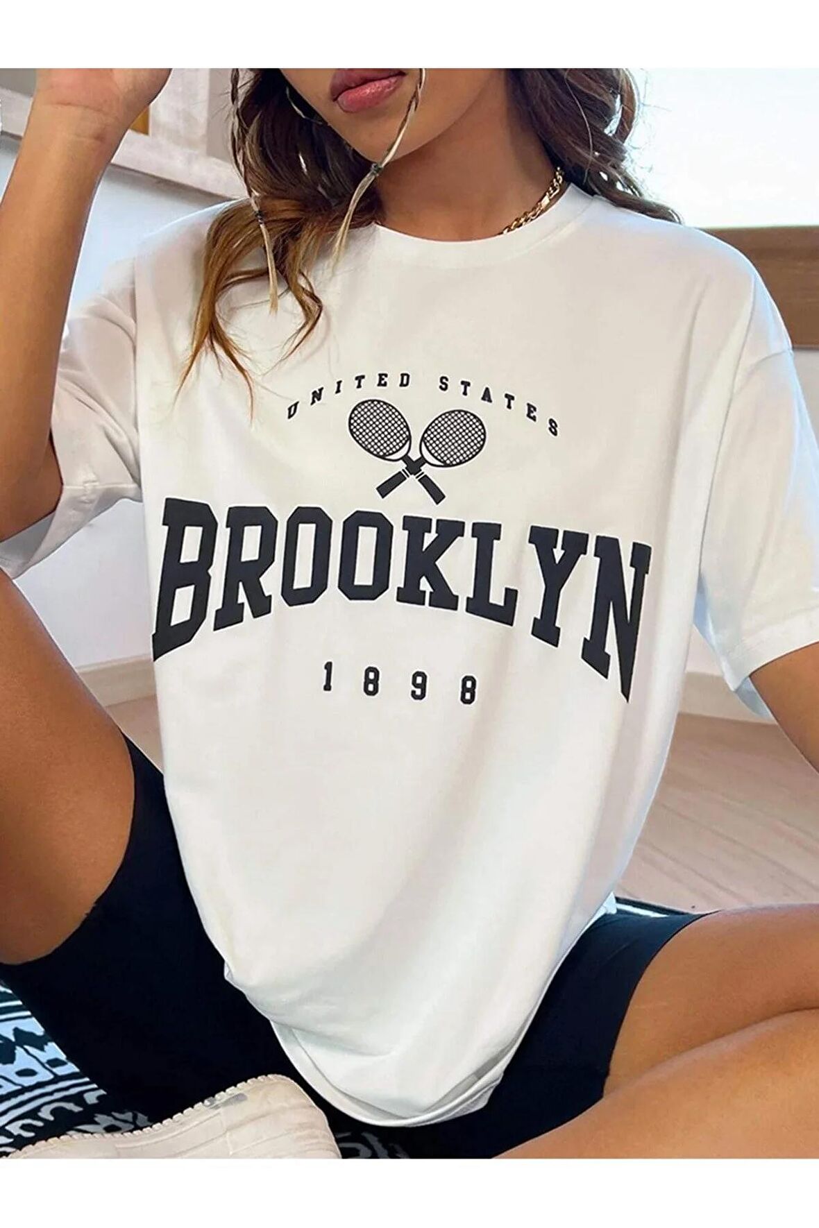 Unisex BROOKLYN Baskılı Oversize Tshırt