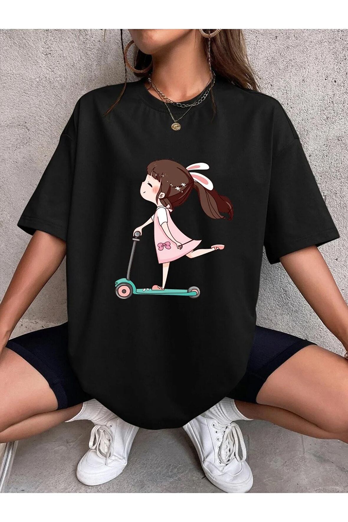 Unisex ŞİRİN KIZ Baskılı Oversize Tshırt