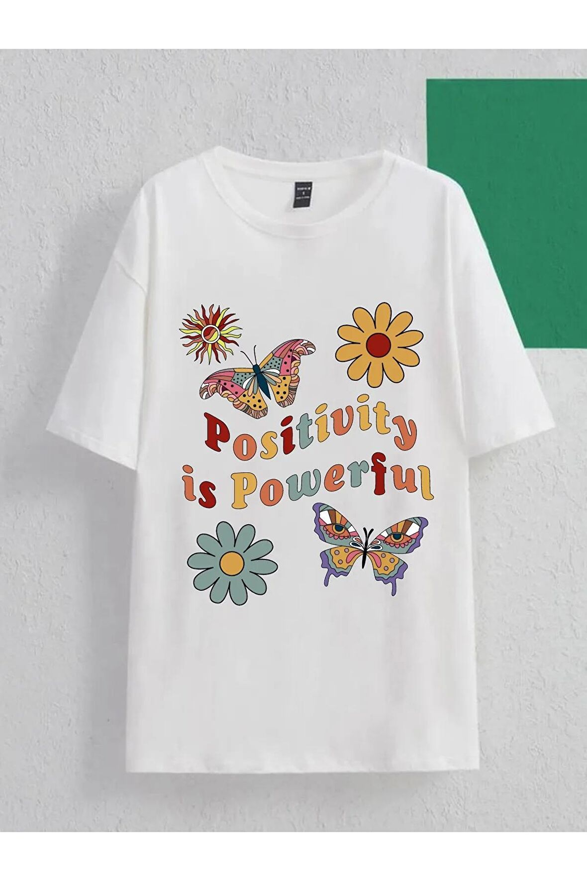 Unisex POSITIVITY Baskılı Oversize Tshırt