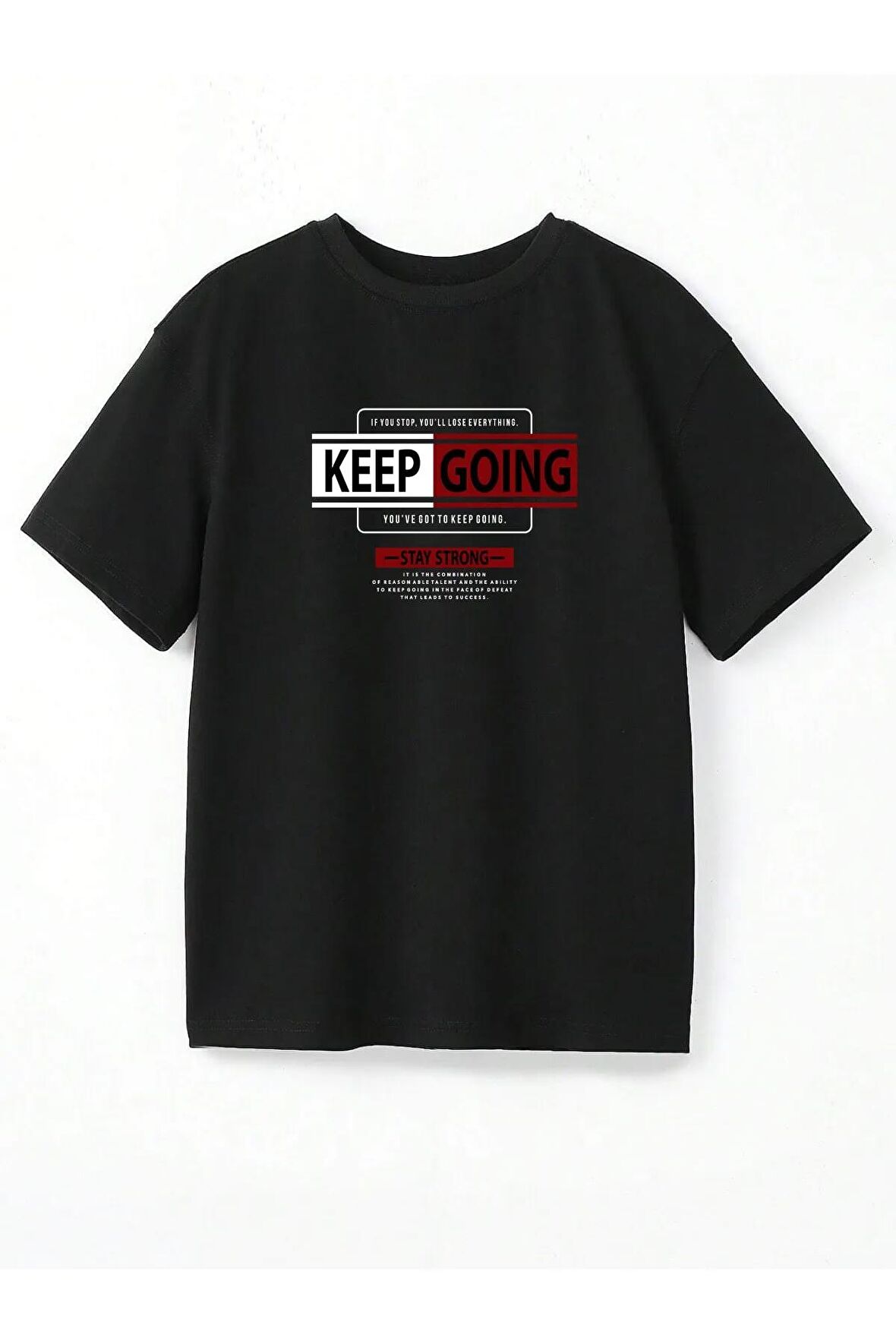 Unisex KEEP GOING Baskılı Oversize Tshırt