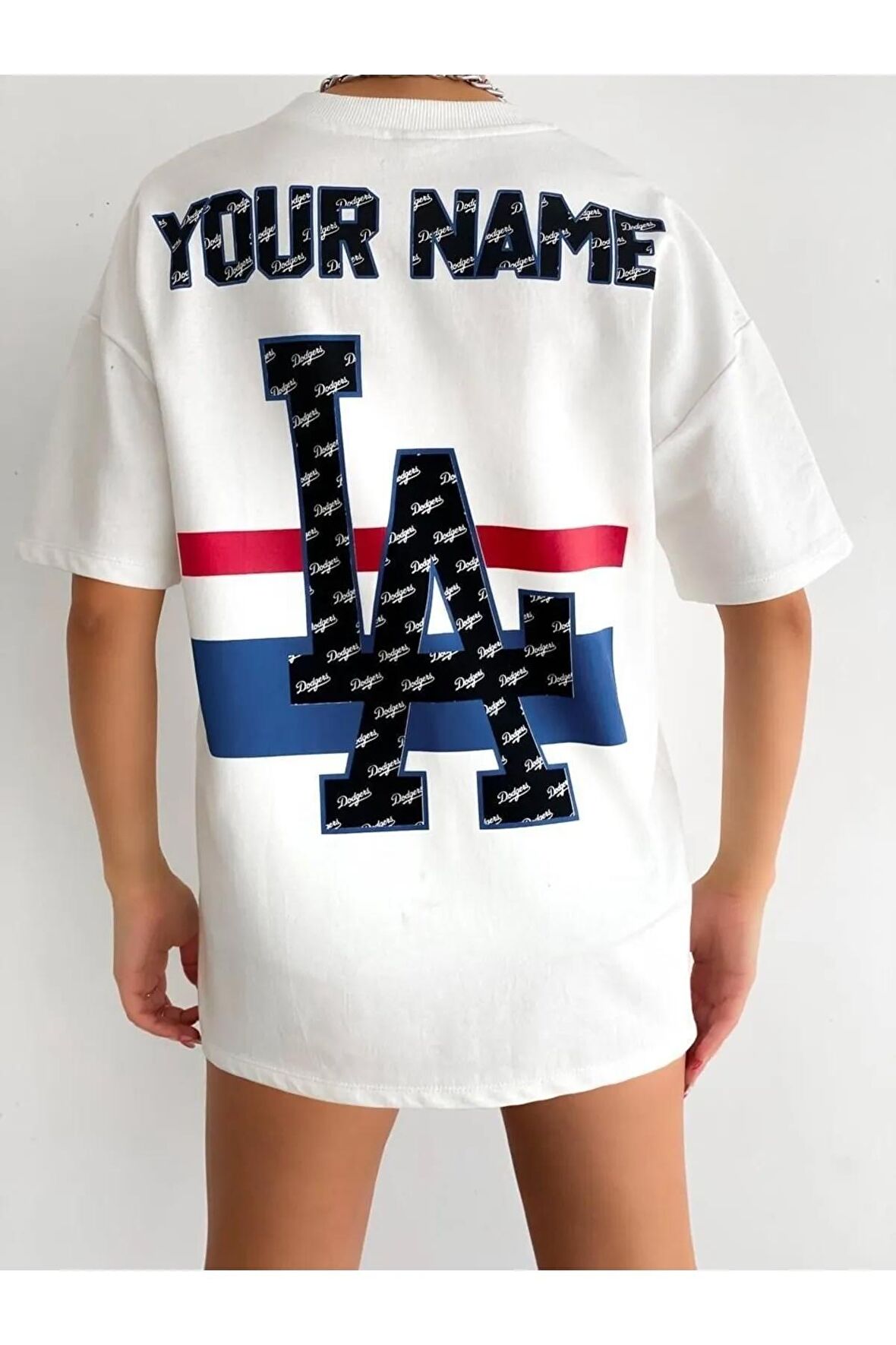 Unisex La Dodgers Baskılı Oversize Tshirt