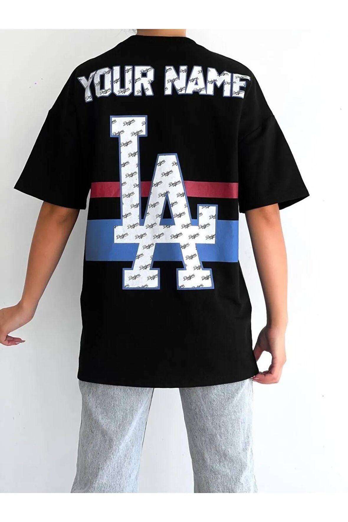 Unisex La Dodgers Baskılı Oversize Tshirt