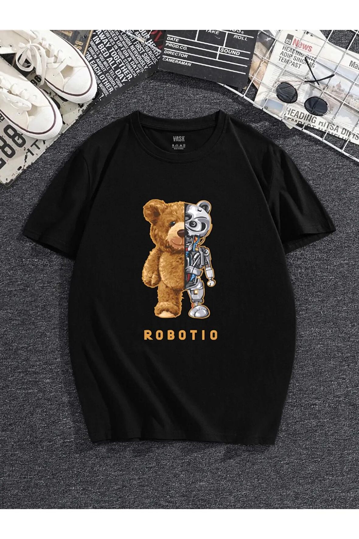 Unisex Robotıc Ayı Baskılı Oversize Tshirt