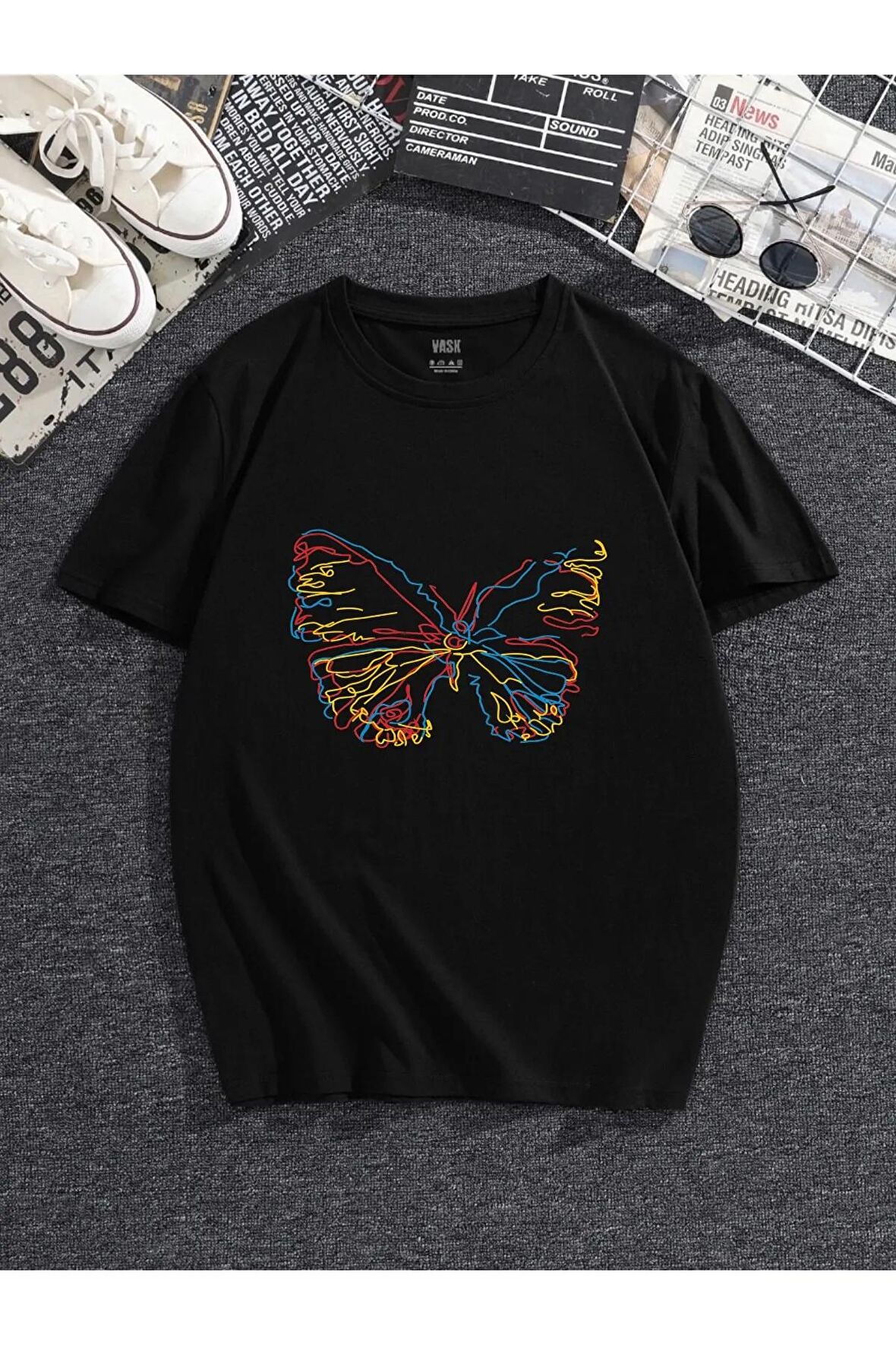 Renkli Kelebek Oversize Tshirt