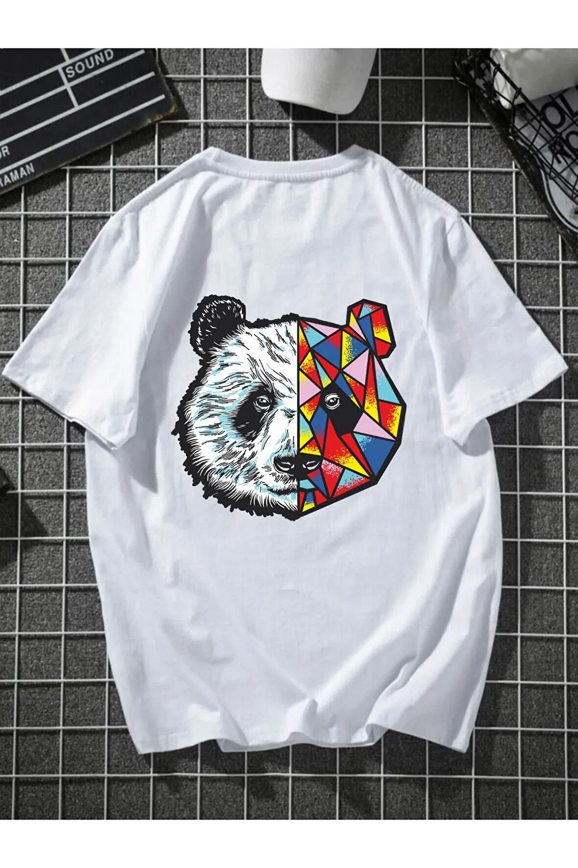 Unisex Renkli Panda Oversize Tshirt