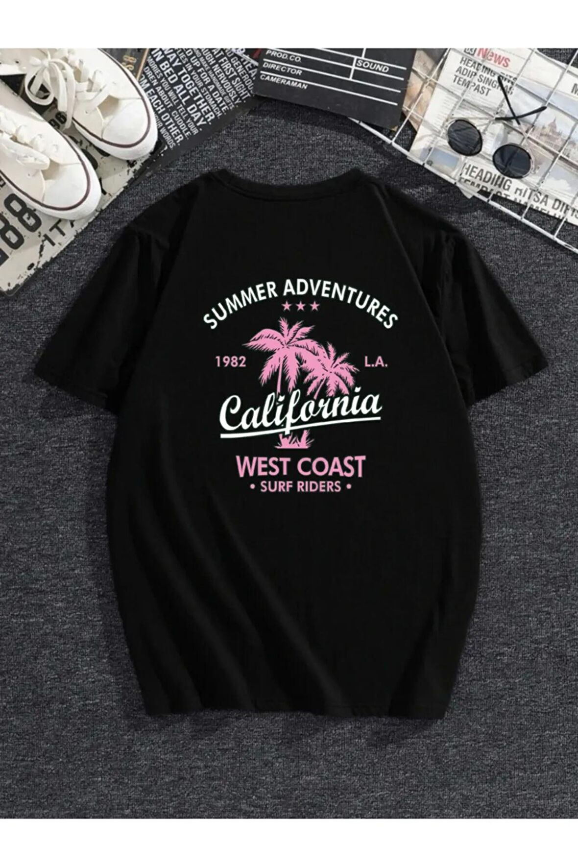 Unisex Pembe California Oversize Tshirt