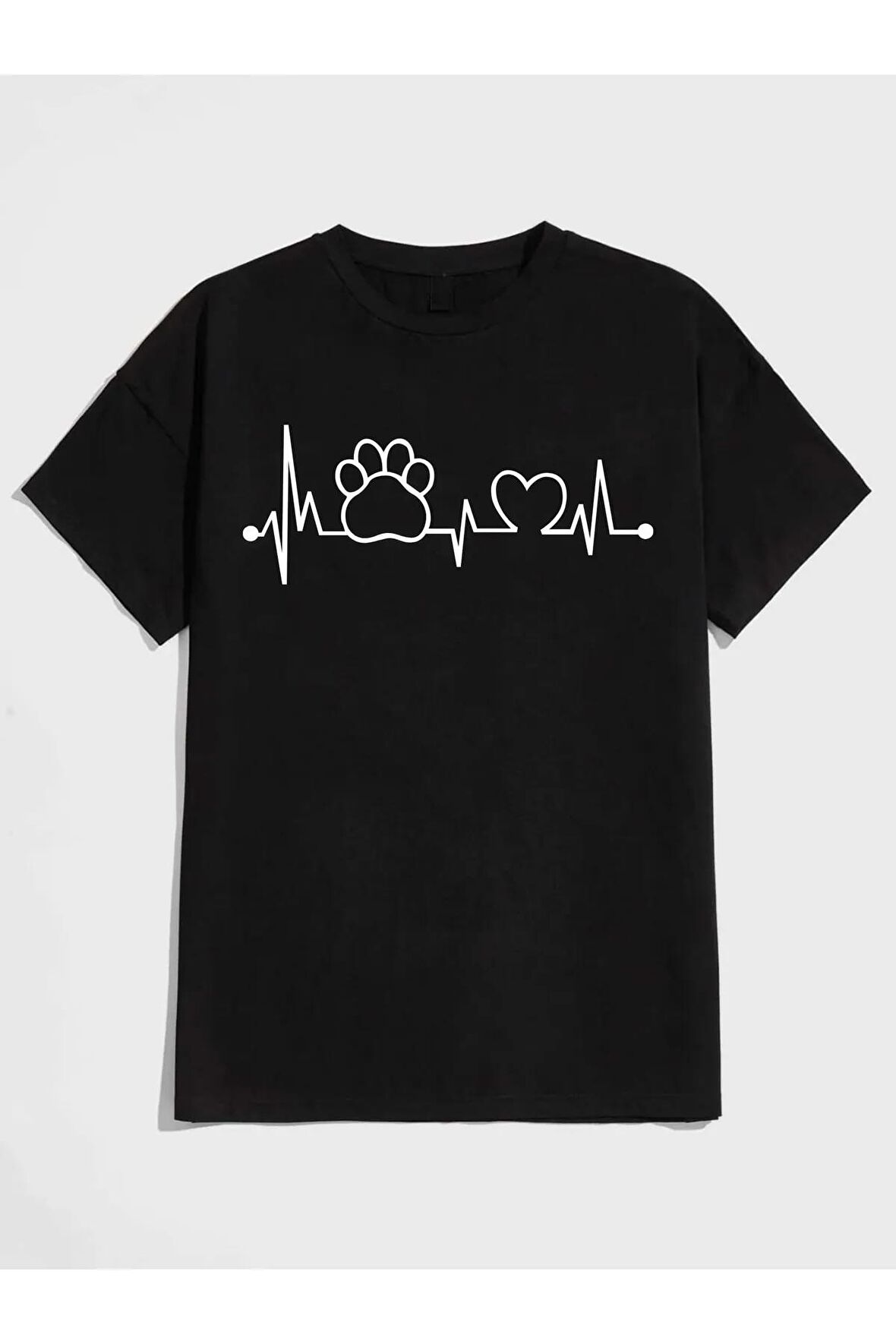 Unisex Rahat Kalıp Pamuklu Baskılı Siyah Çocuk T-shirt