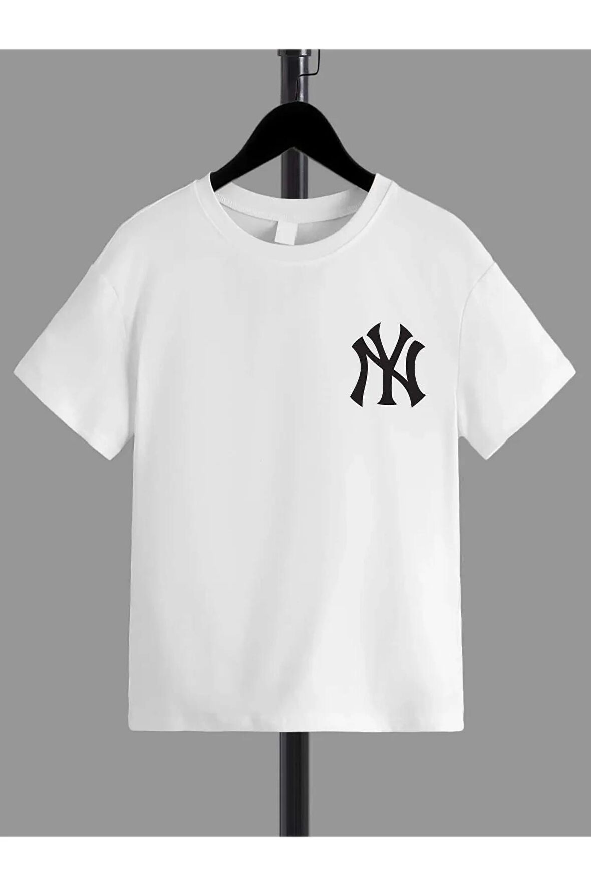 Ünisex Rahat Kalıp Pamuklu Baskılı Beyaz Çocuk T-shirt