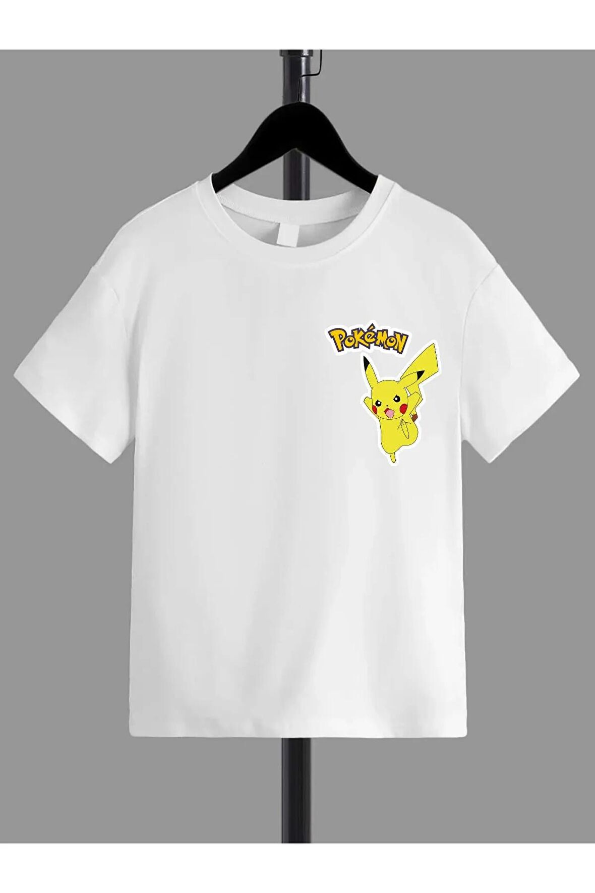Ünisex Rahat Kalıp Pamuklu Baskılı Beyaz Çocuk T-shirt